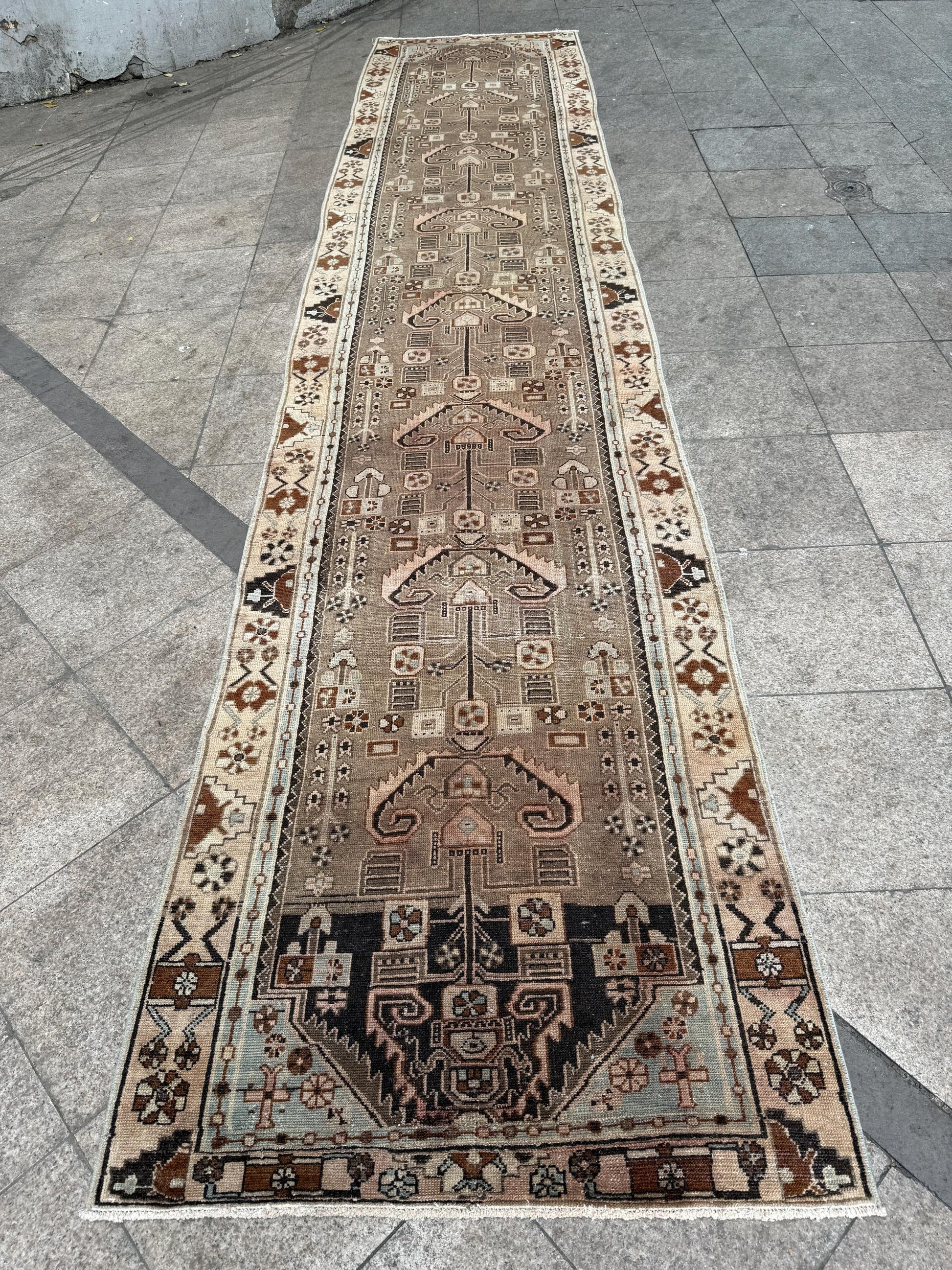 3'6"x16'2" feet Vintage Anatolian Wool Runner Rug,Natural Color Rug ,04