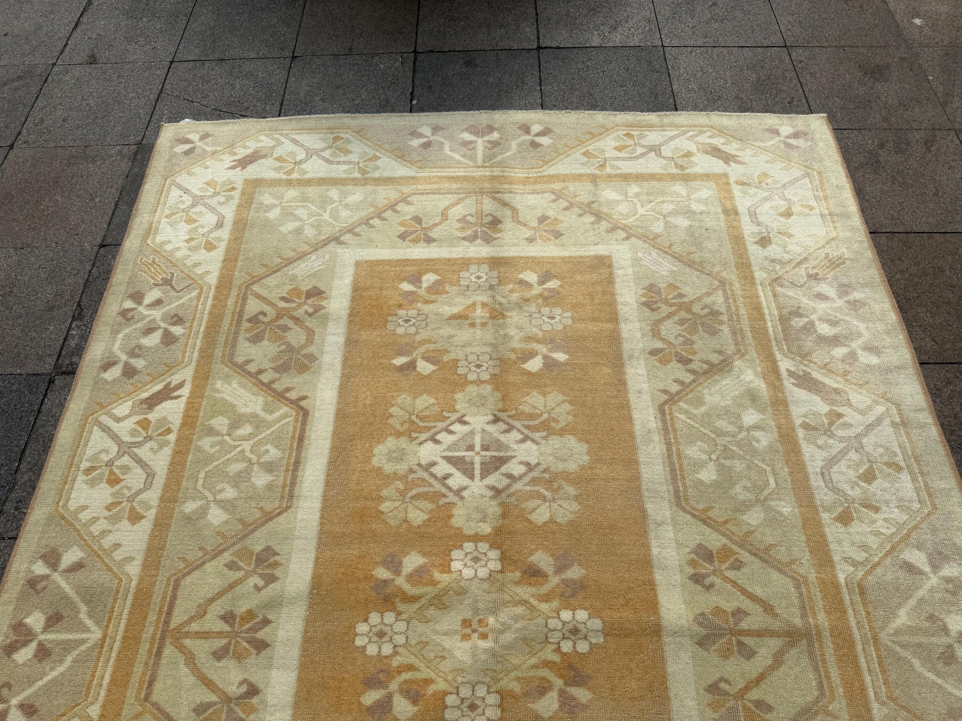 6'7"x9'7" feet Vintage Turkish Anatolian Rug,Orange Color Geometric Rug,363