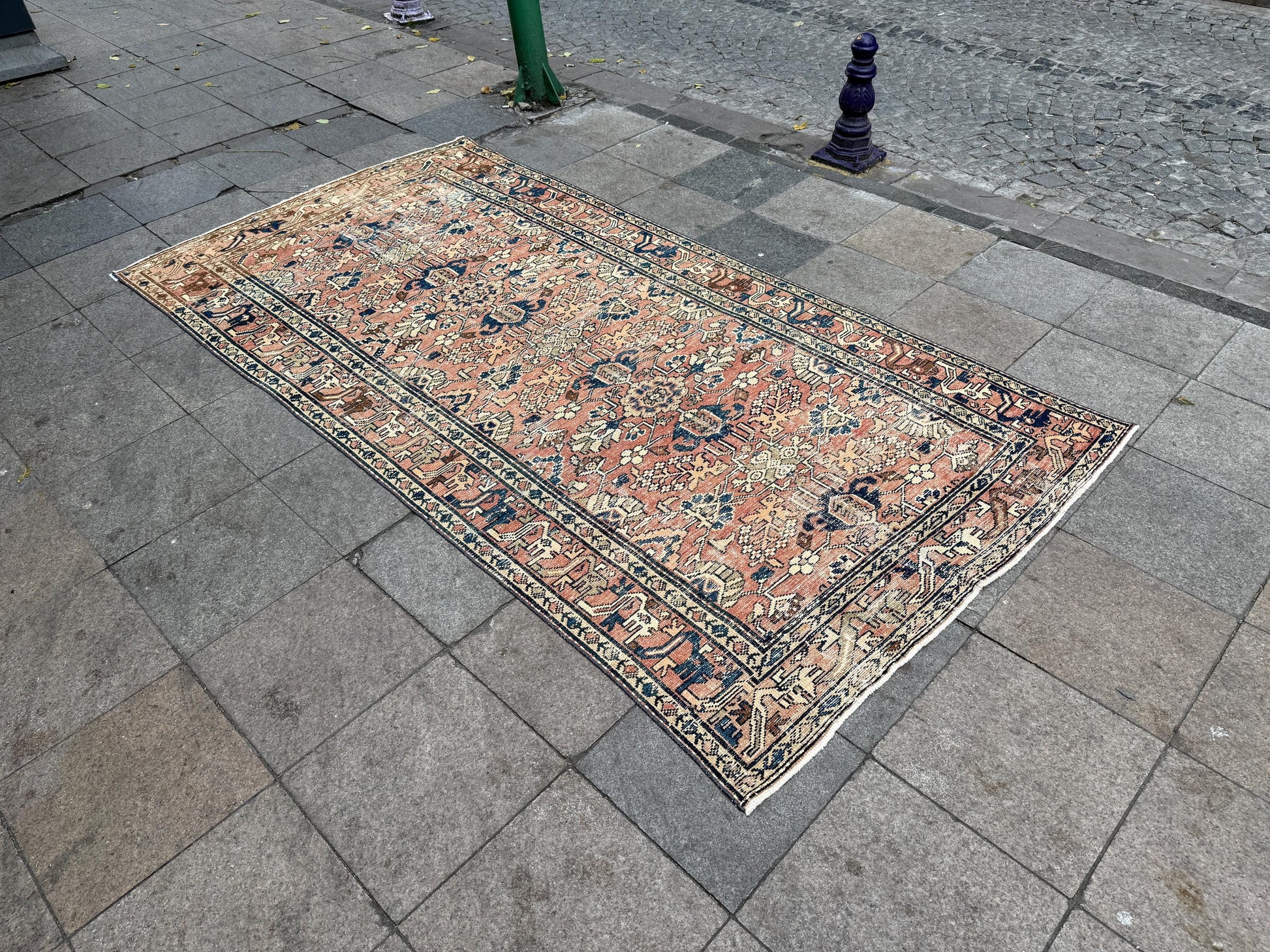 5'1"x9'8" feet Vintage Turkish Anatolian Rug,Brick Color Rug,017