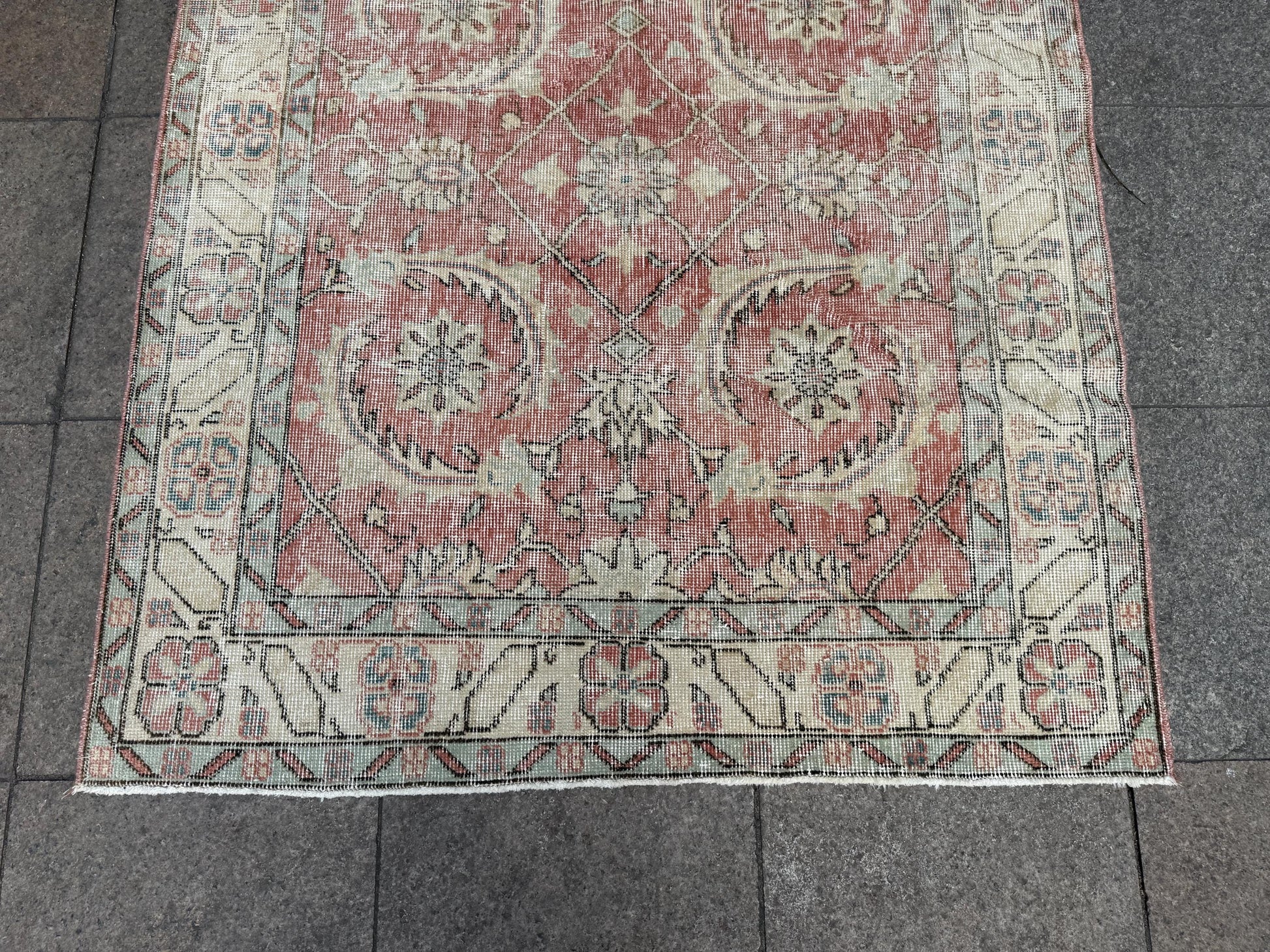3'10"x6'7" feet Vintage Turkish Anatolian Rug,Brick Color Rug,465
