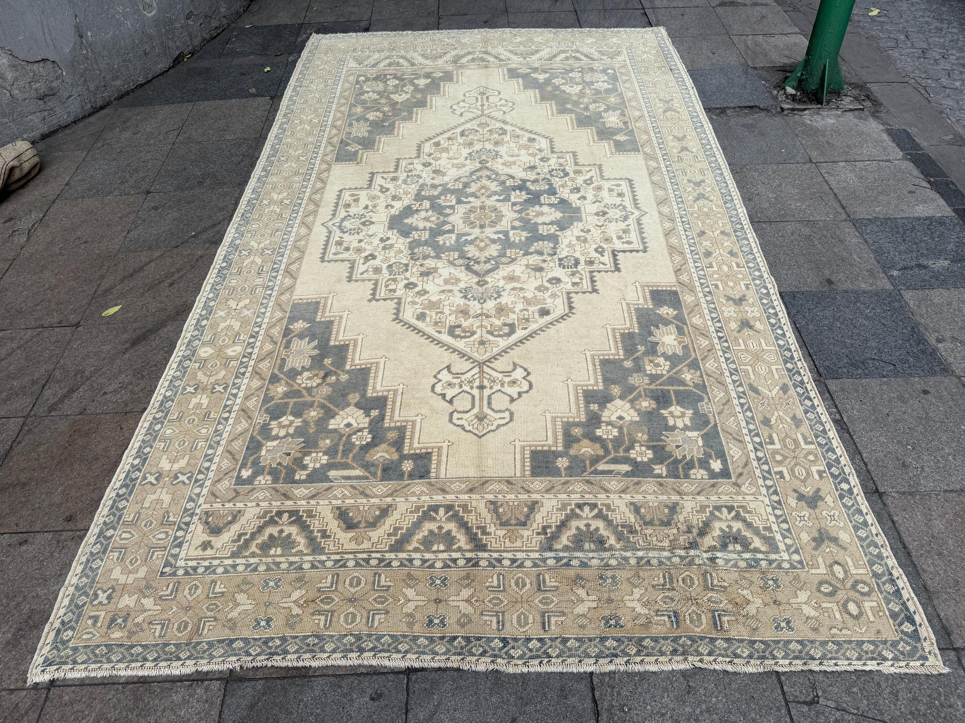 6'8"x11'6" feet Vintage Turkish Anatolian Rug,Blue Color Rug,787