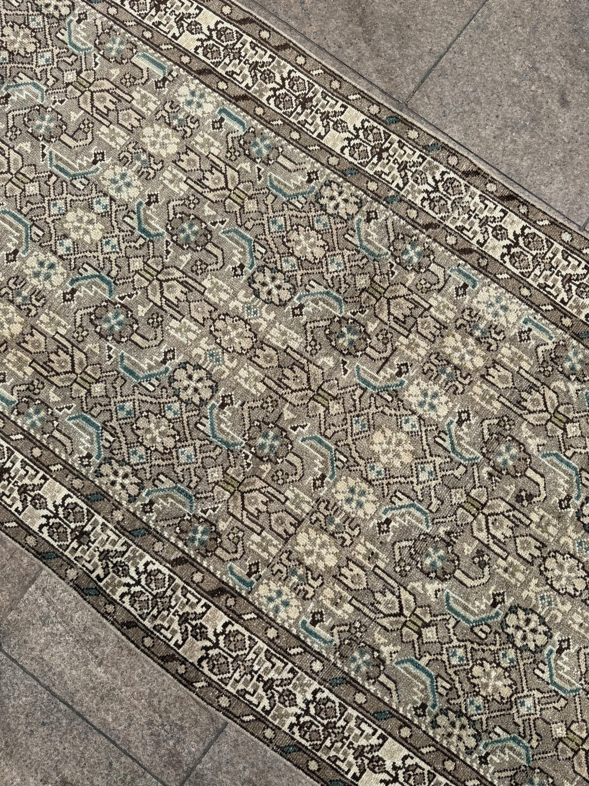 3'6"x14'1" feet Vintage Anatolian Wool Runner Rug,Floral Natural Color Rug ,08