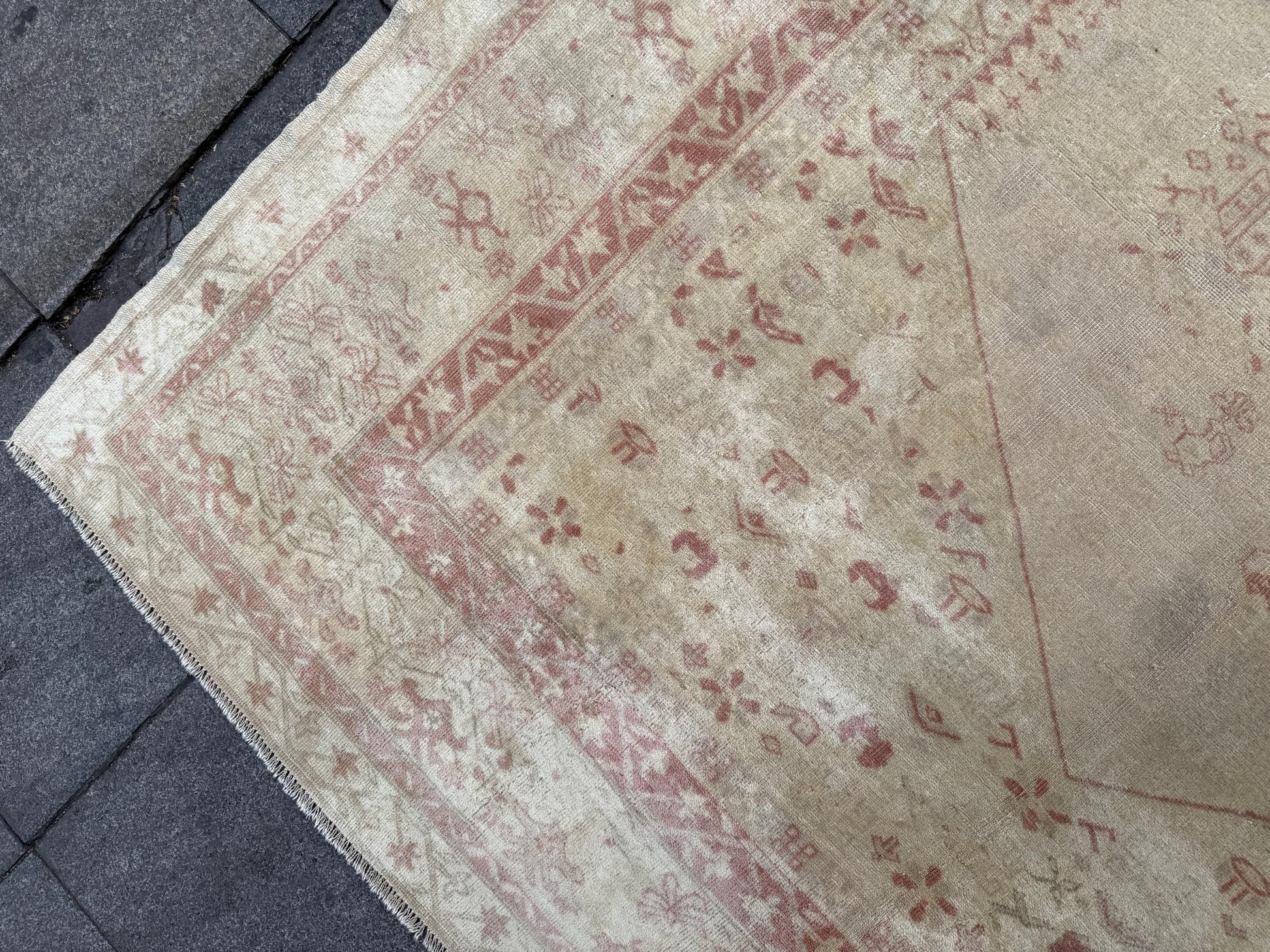 6'6"x9'4" feet Vintage Turkish Anatolian Rug,Beige Color Rug,591