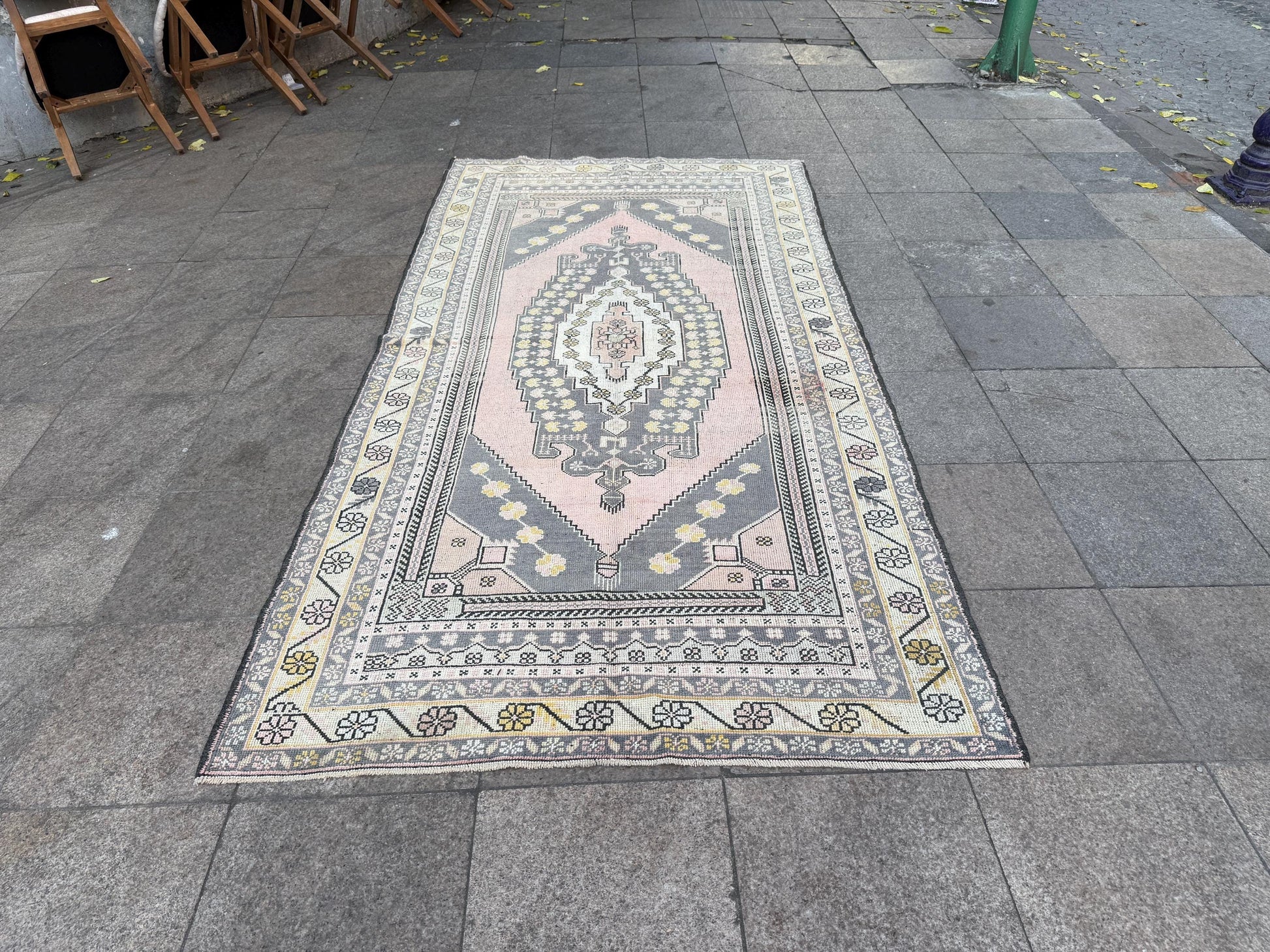 4'7"x9' feet Vintage Turkish Anatolian Rug,Pink Rug,917