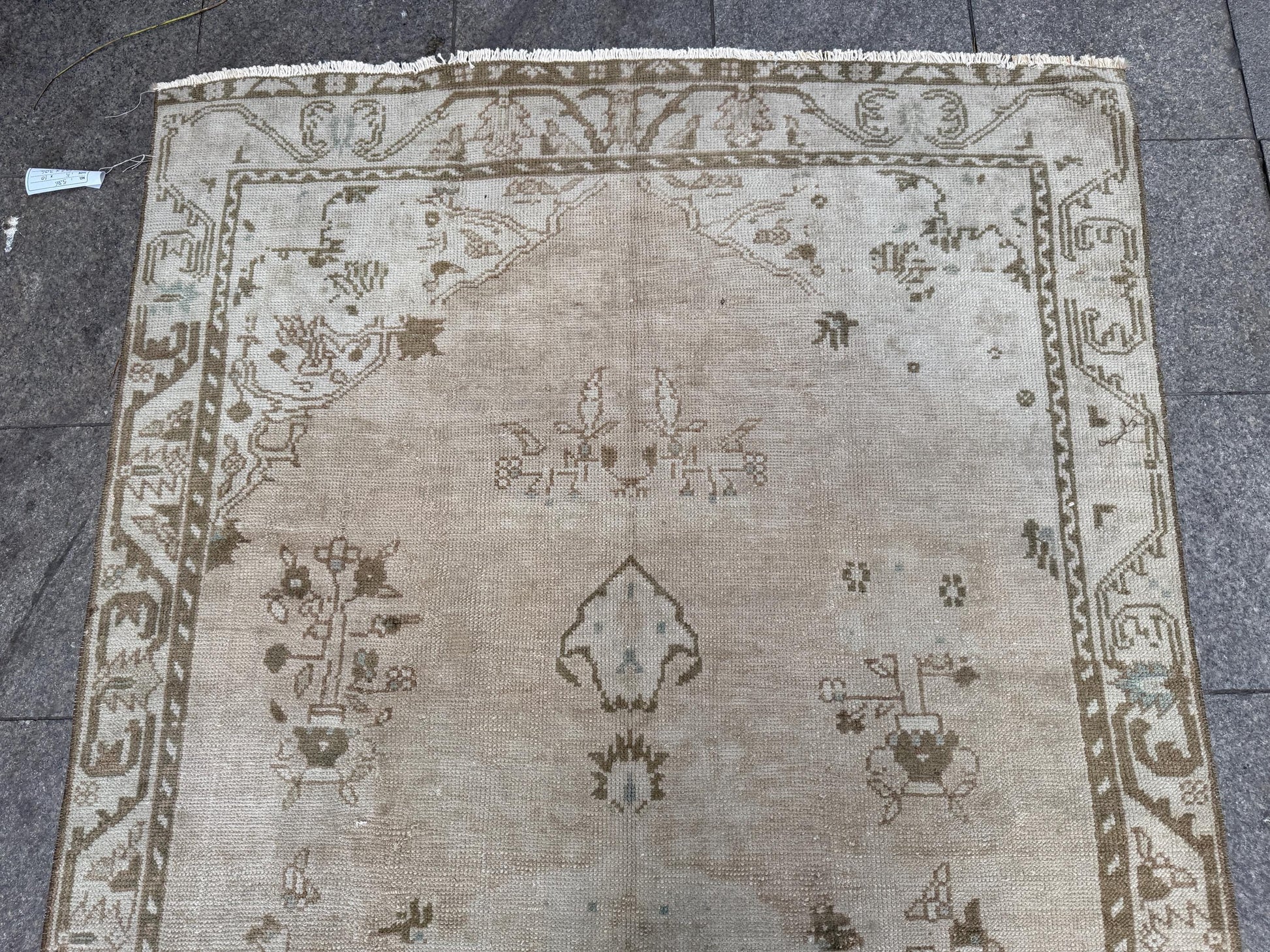 5x10 feet Vintage Turkish Anatolian Rug, Beige Color Floral Wool Rug,586