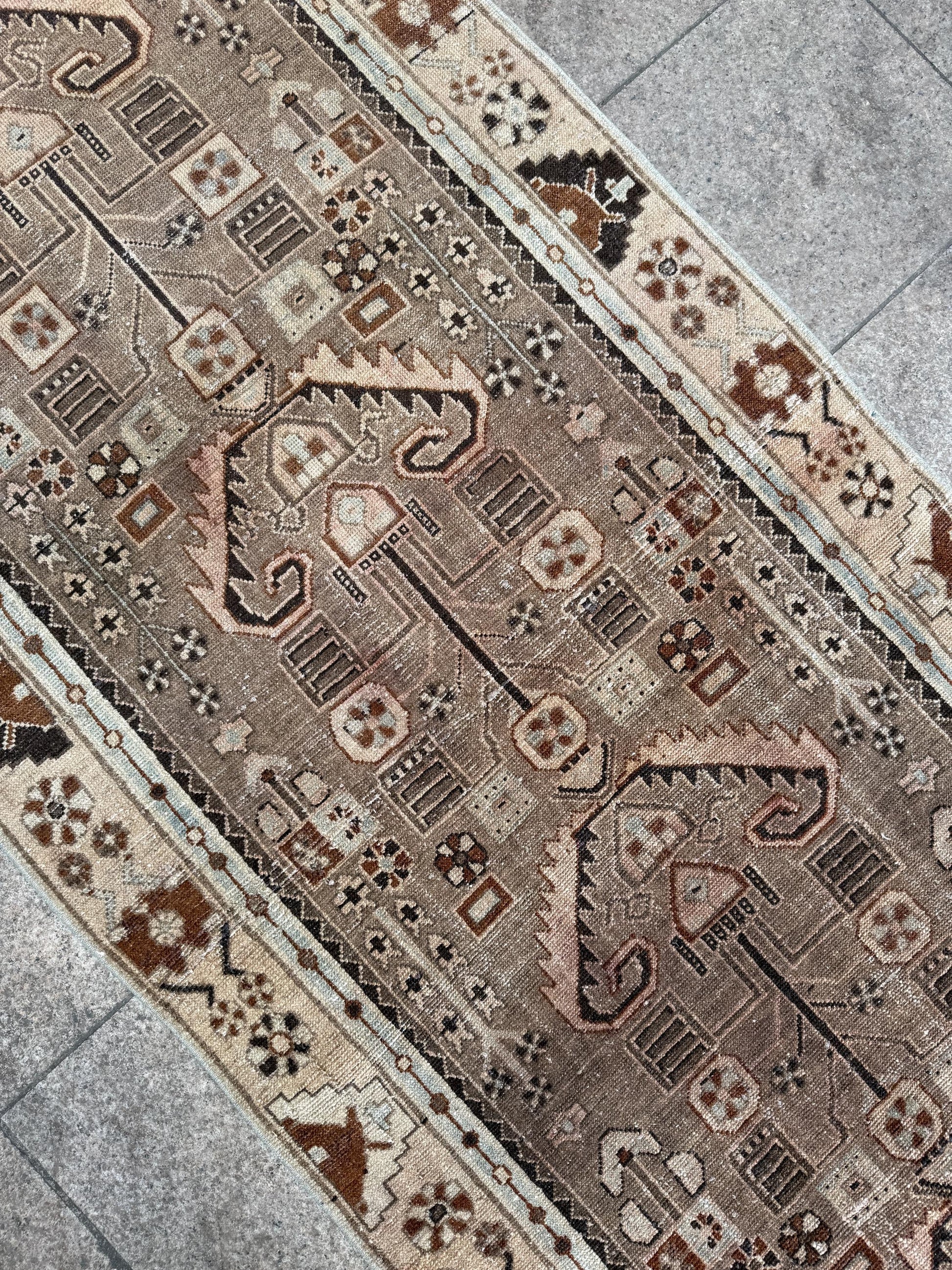 3'6"x16'2" feet Vintage Anatolian Wool Runner Rug,Natural Color Rug ,04