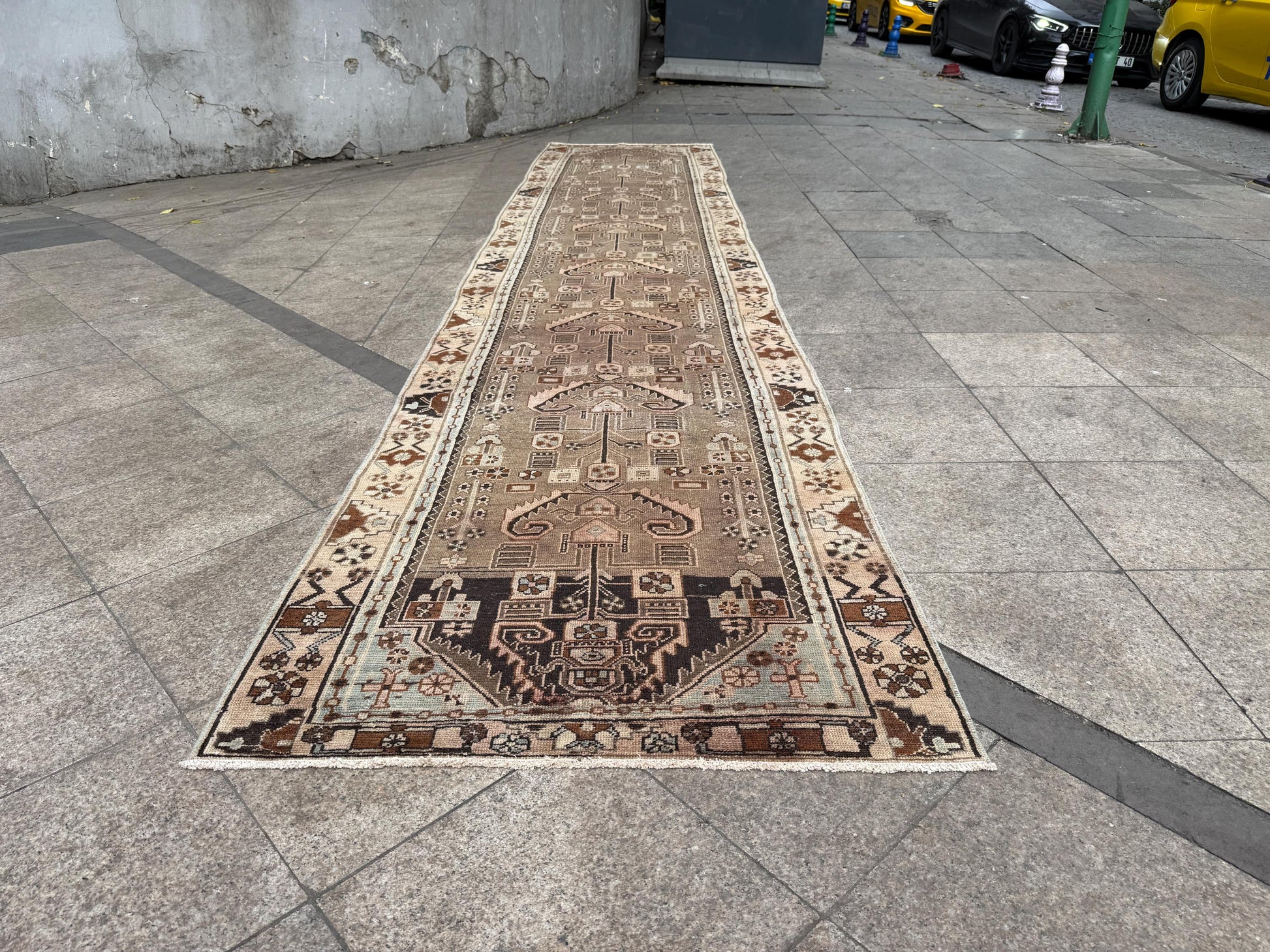 3'6"x16'2" feet Vintage Anatolian Wool Runner Rug,Natural Color Rug ,04