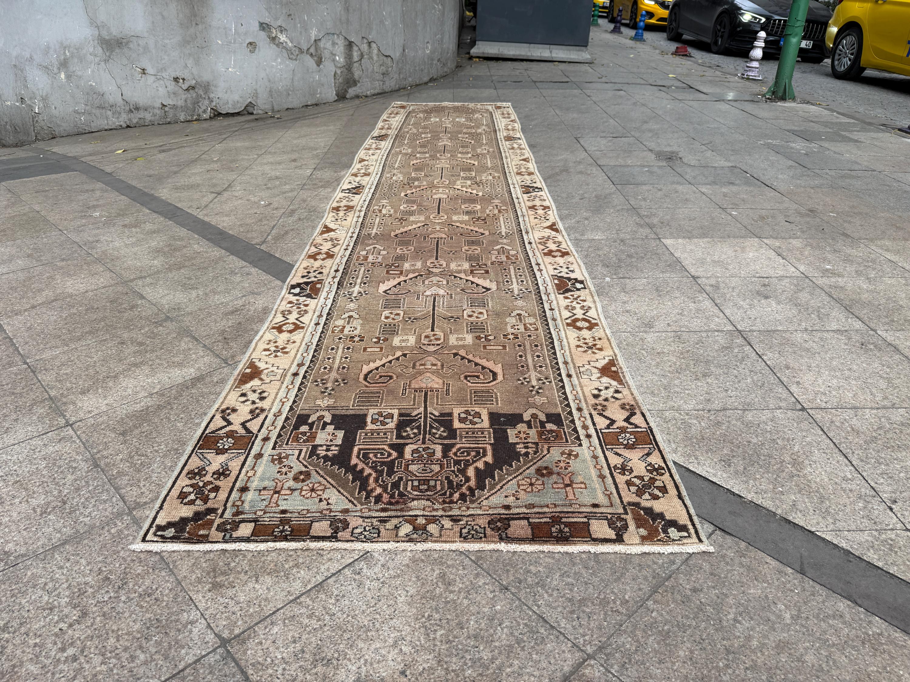 3'6"x16'2" feet Vintage Anatolian Wool Runner Rug,Natural Color Rug ,04