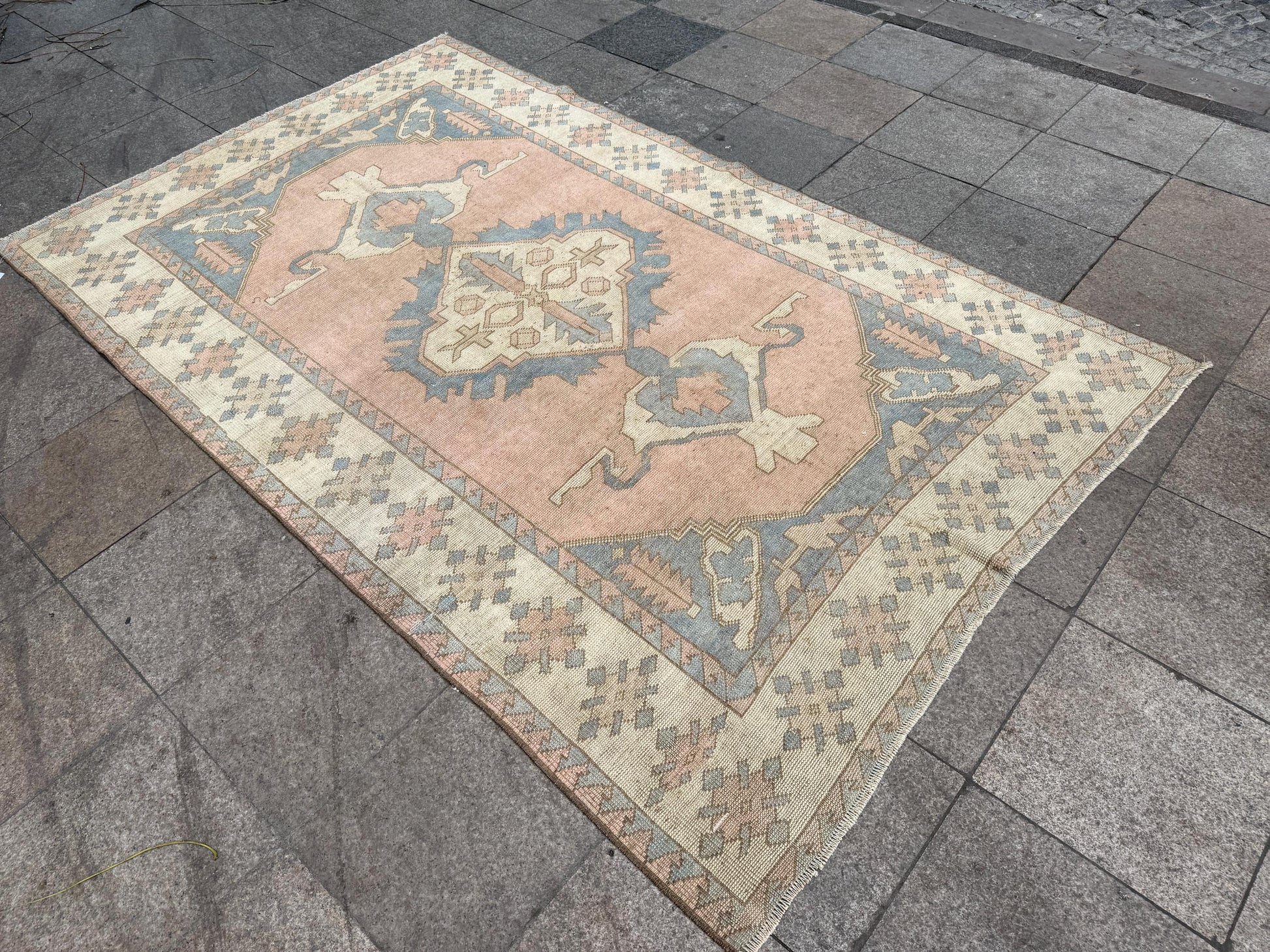 5'7"x9'3" feet Vintage Turkish Anatolian Rug,Pink Color Rug,585