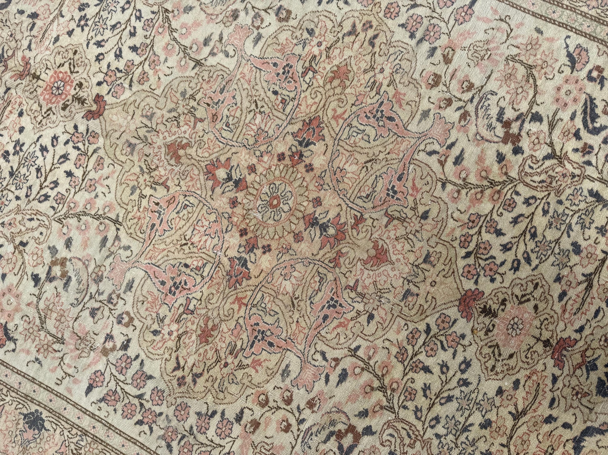 6'2"x9'10" feet Vintage Turkish Anatolian Rug,Beige Floral Rug,59