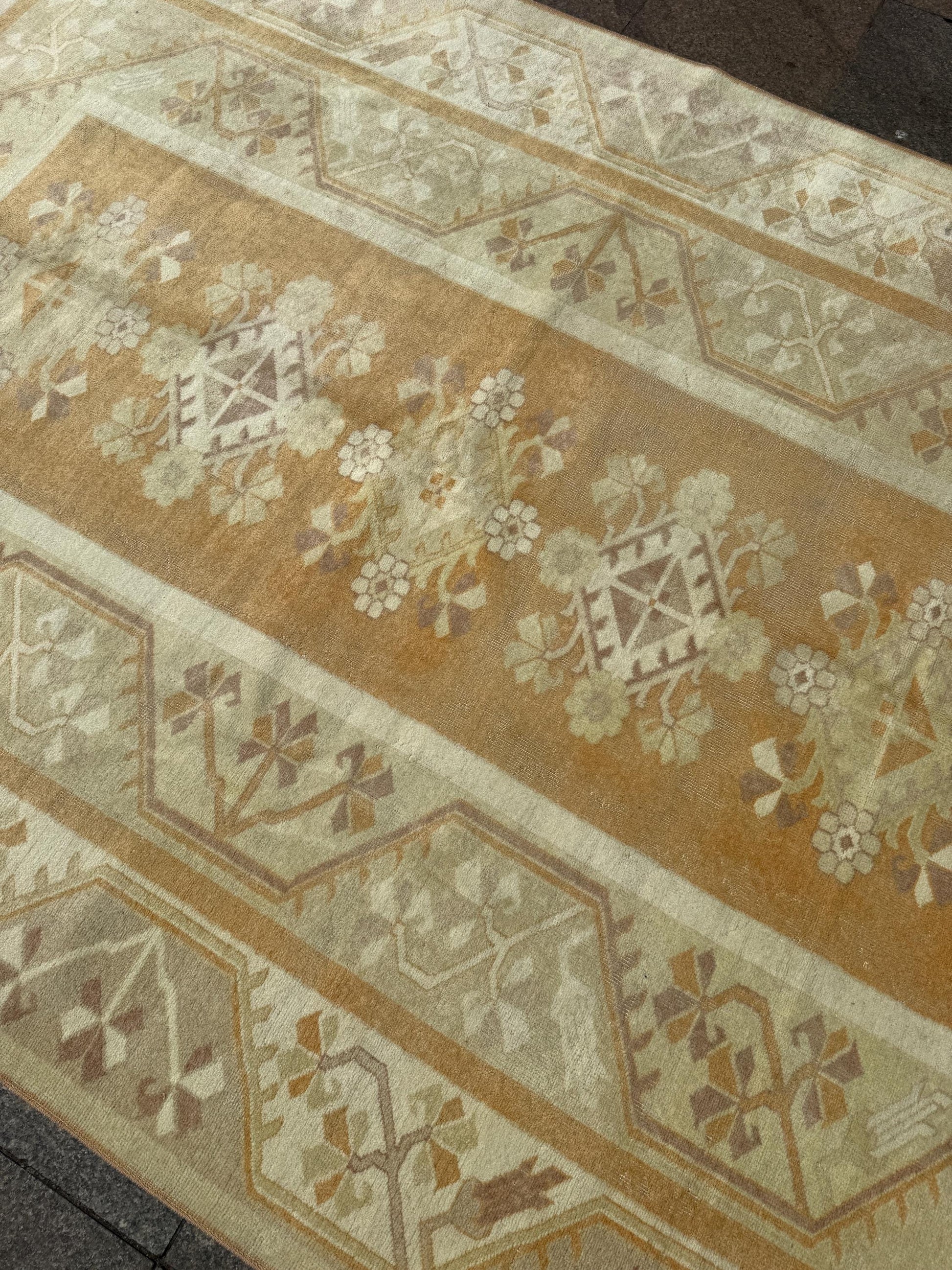 6'7"x9'7" feet Vintage Turkish Anatolian Rug,Orange Color Geometric Rug,363