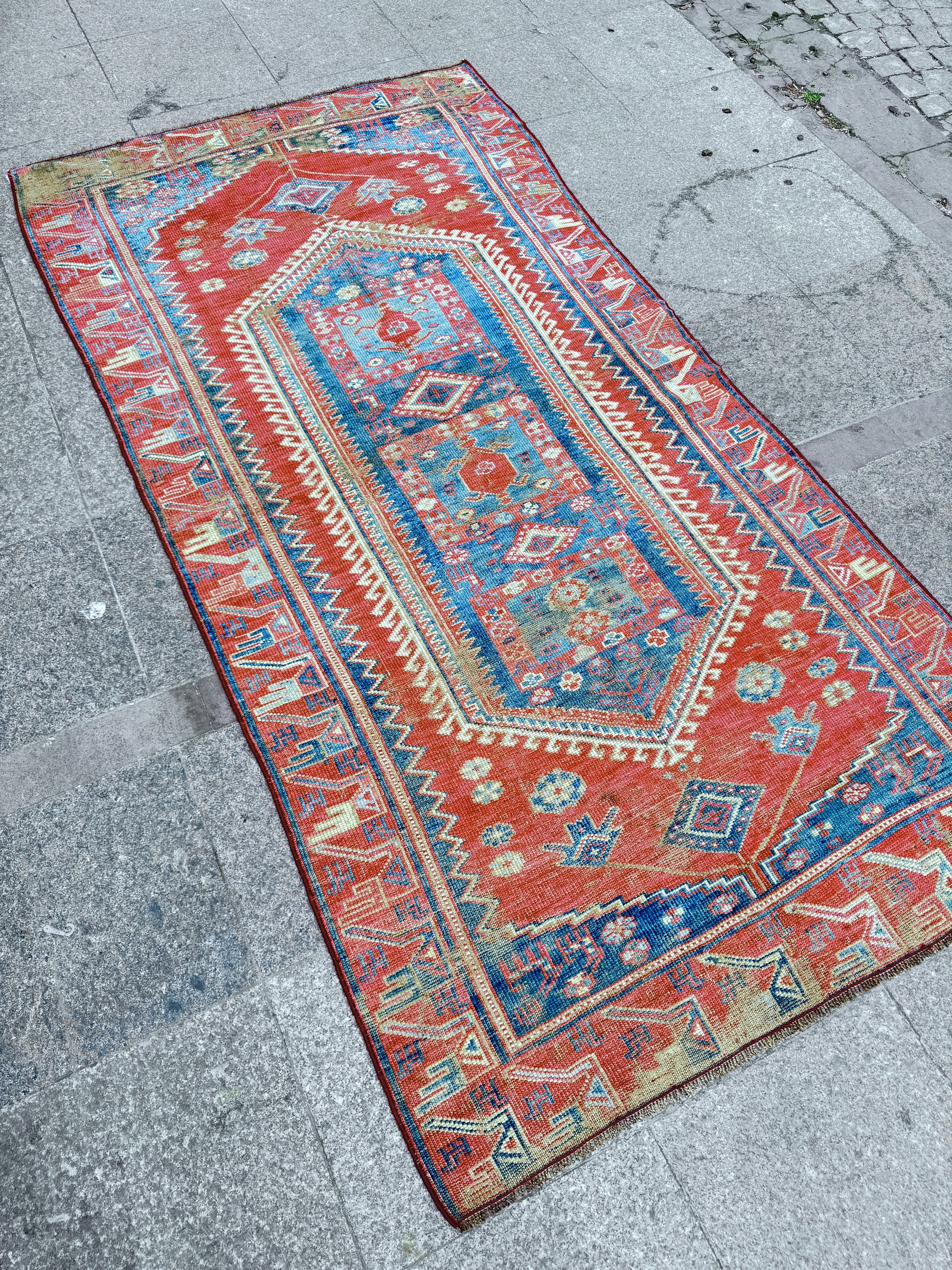 4'x 8' feet  Vintage Turkish Anatolian Rug,Brick Color Rug,201