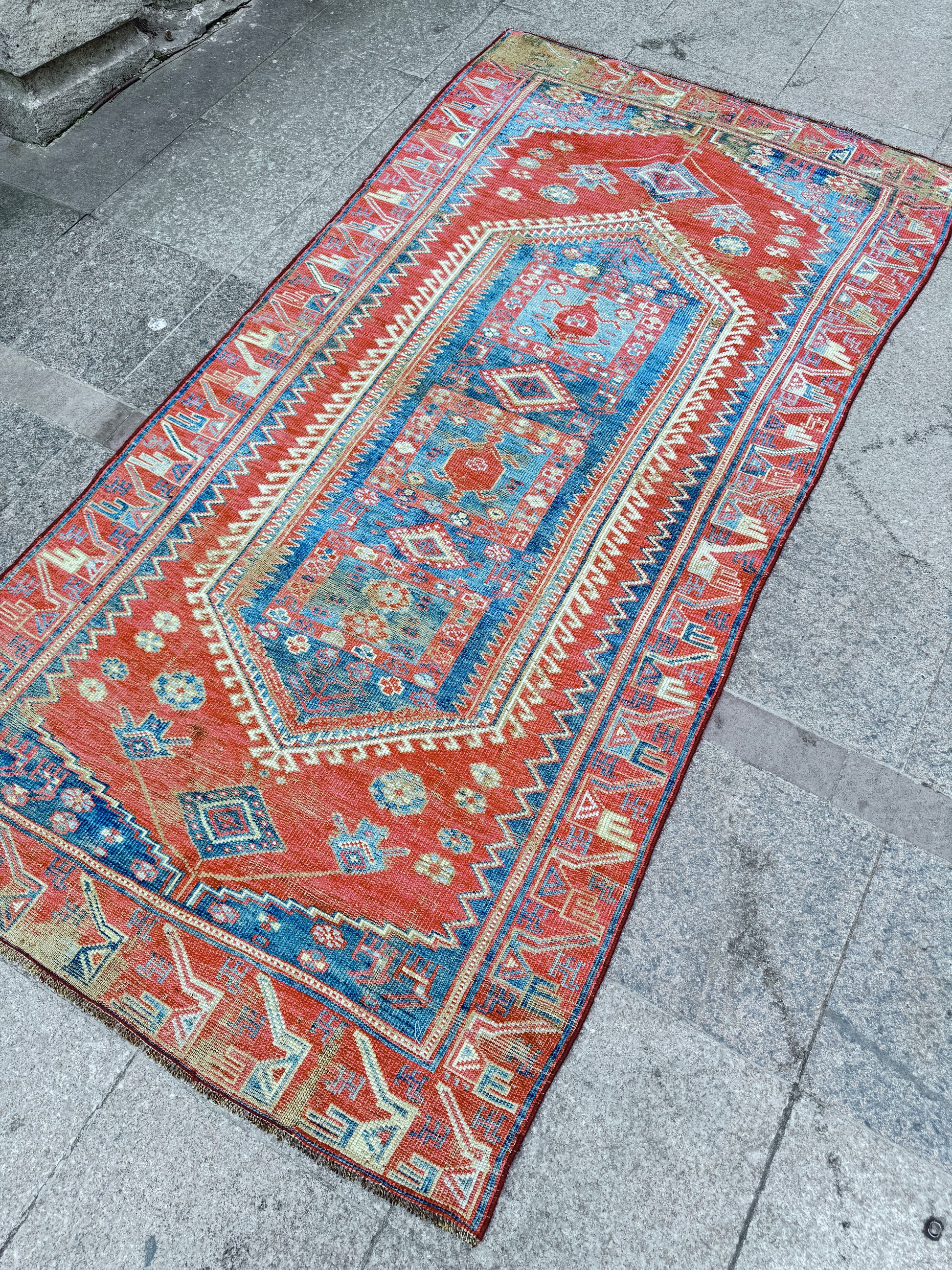 4'x 8' feet  Vintage Turkish Anatolian Rug,Brick Color Rug,201