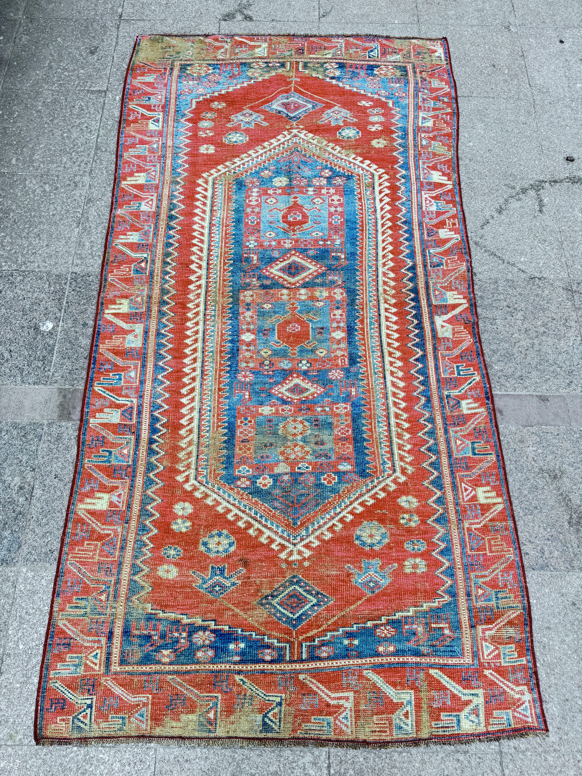 4'x 8' feet  Vintage Turkish Anatolian Rug,Brick Color Rug,201
