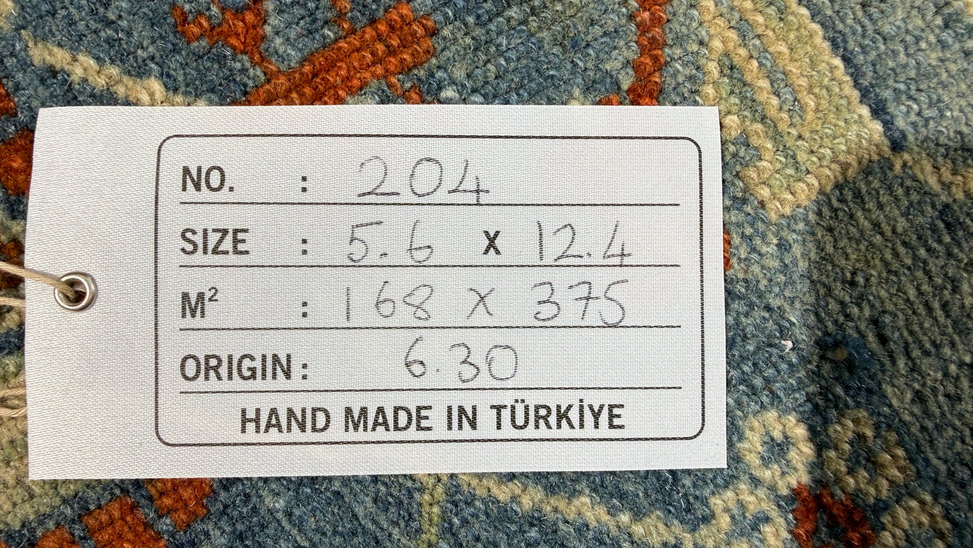 5'6"x12'4" feet  Vintage Turkish Anatolian Rug,Blue Color Rug,204