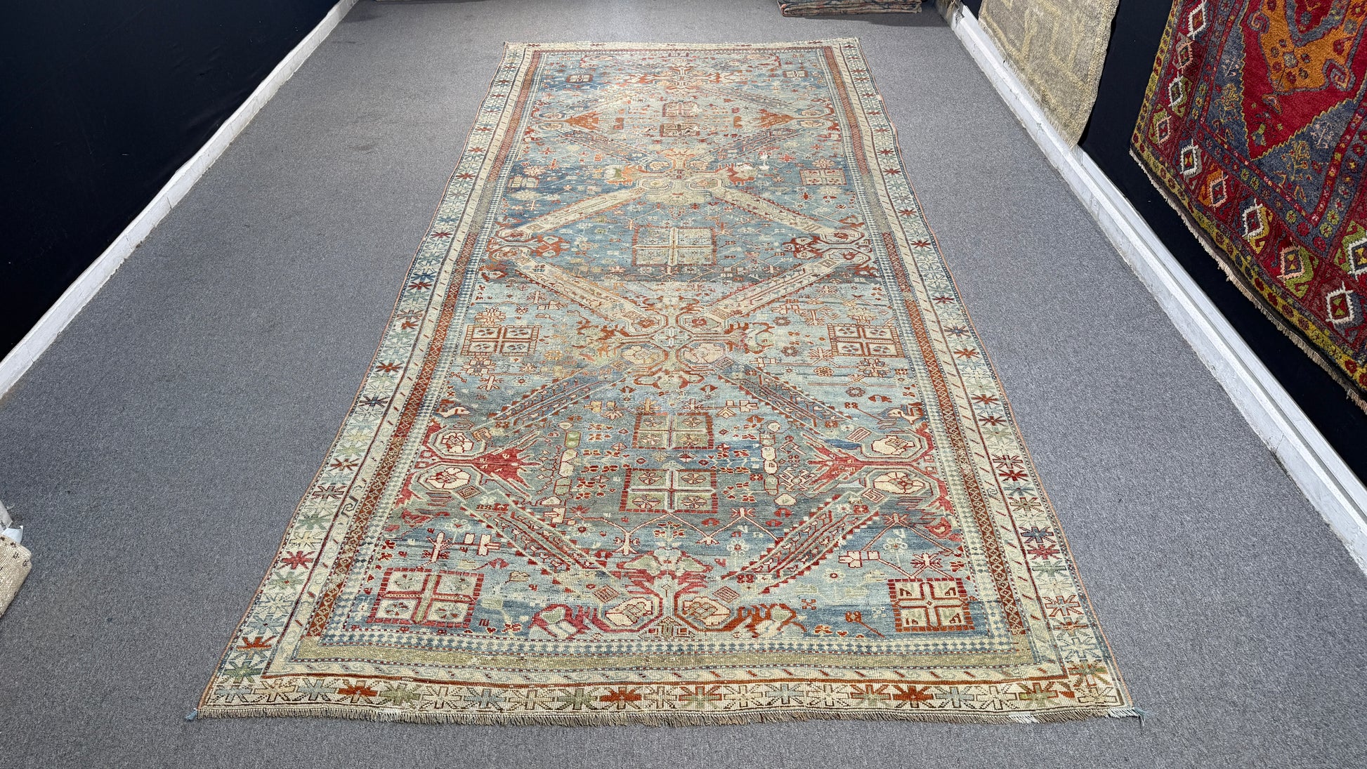 5'6"x12'4" feet  Vintage Turkish Anatolian Rug,Blue Color Rug,204