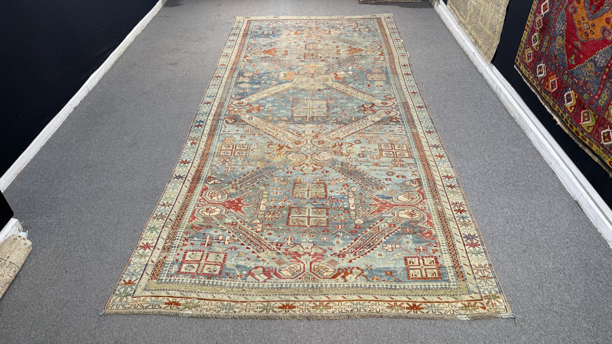 5'6"x12'4" feet  Vintage Turkish Anatolian Rug,Blue Color Rug,204