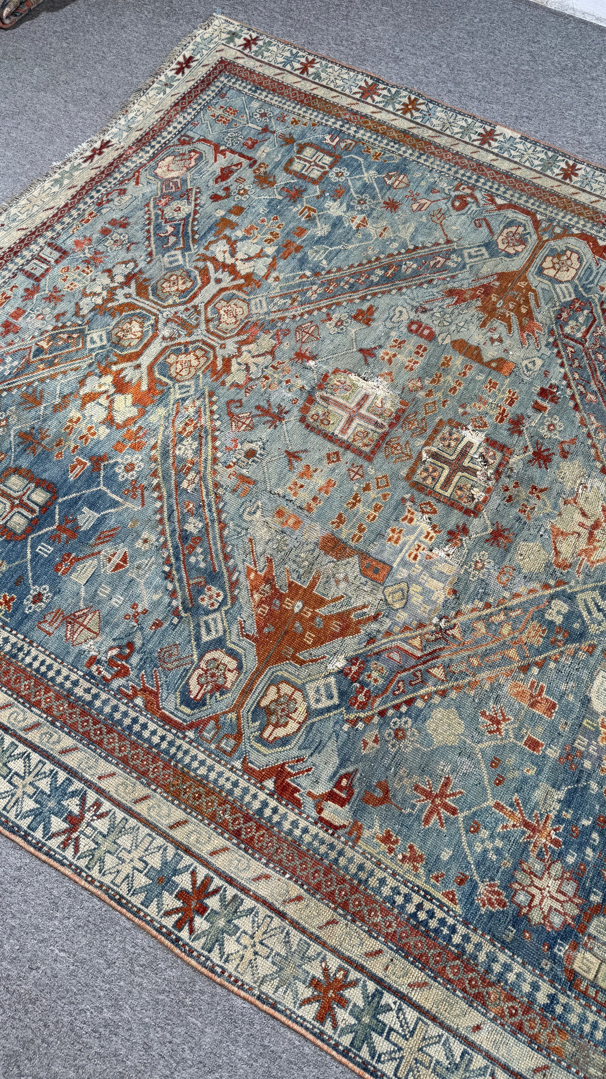 5'6"x12'4" feet  Vintage Turkish Anatolian Rug,Blue Color Rug,204