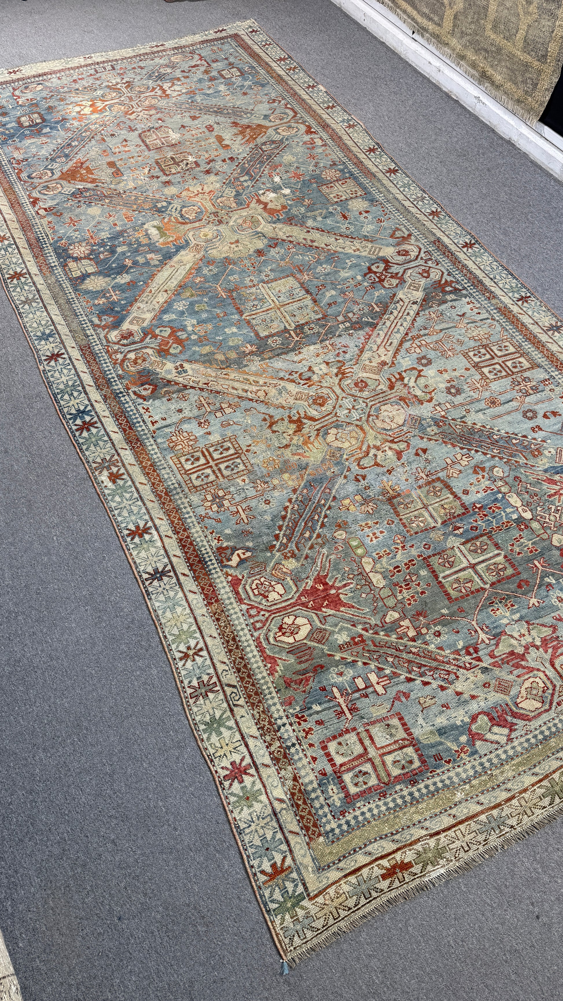 5'6"x12'4" feet  Vintage Turkish Anatolian Rug,Blue Color Rug,204