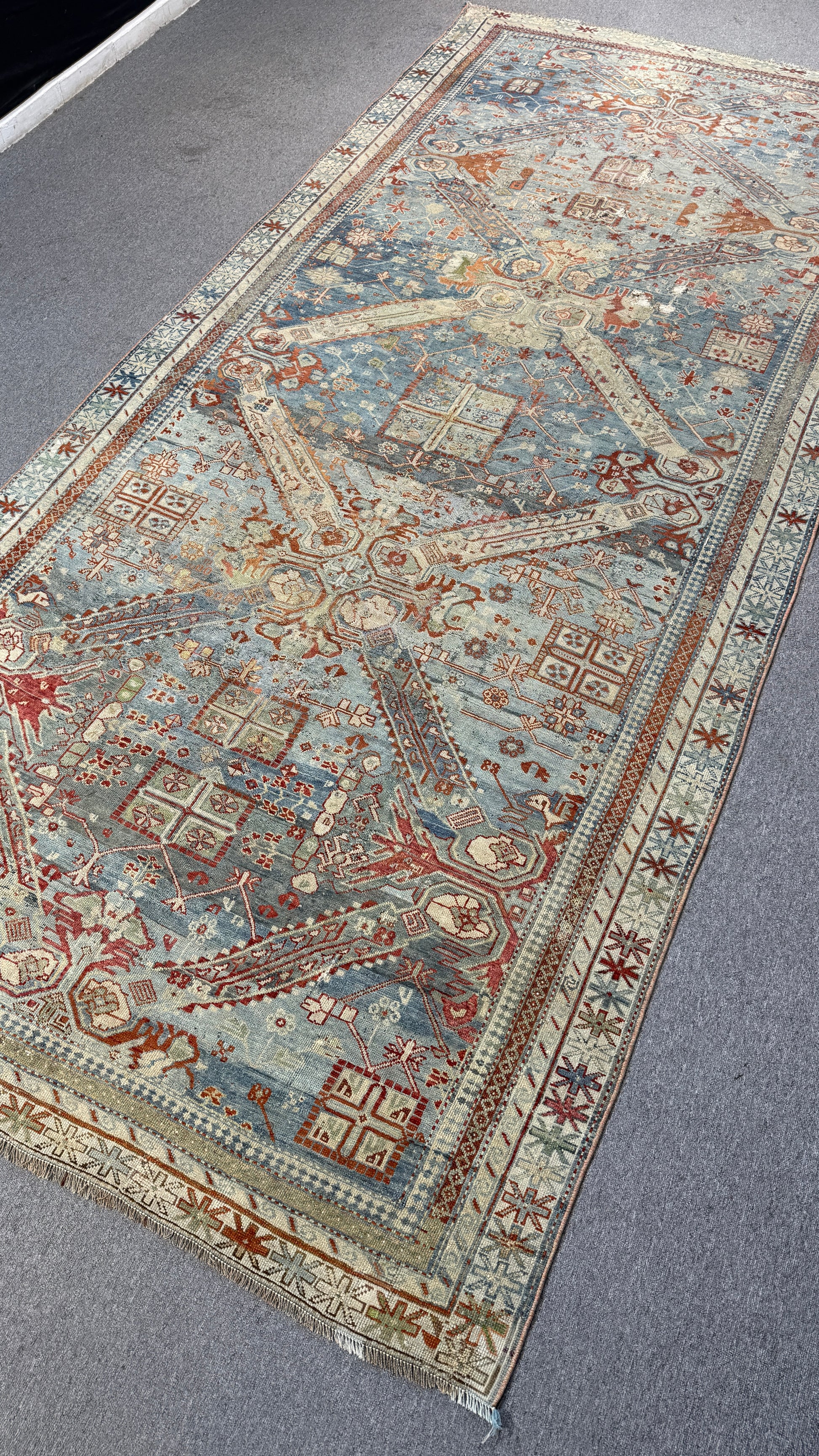 5'6"x12'4" feet  Vintage Turkish Anatolian Rug,Blue Color Rug,204