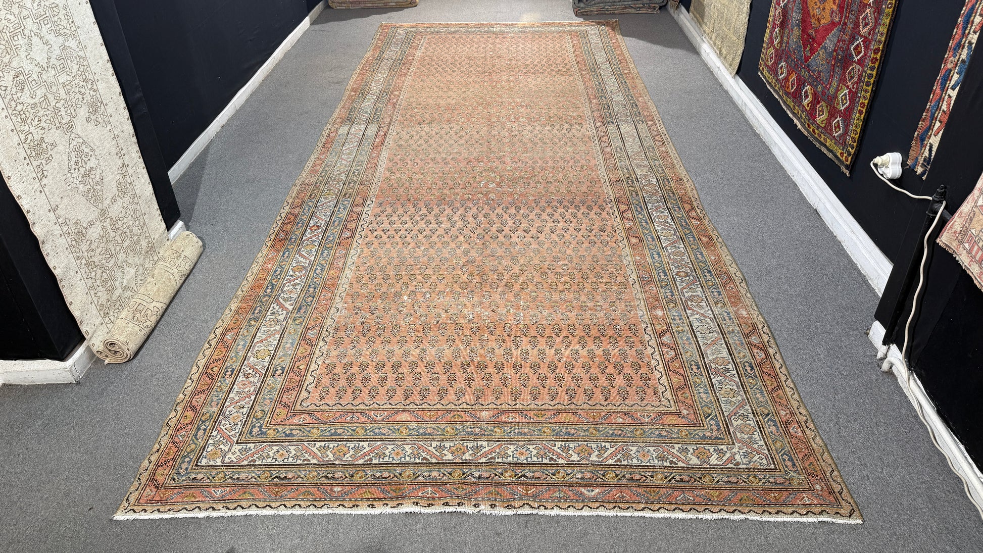 6'7"x16'2" feet  Vintage Turkish Anatolian Rug,Brick Color Rug,205