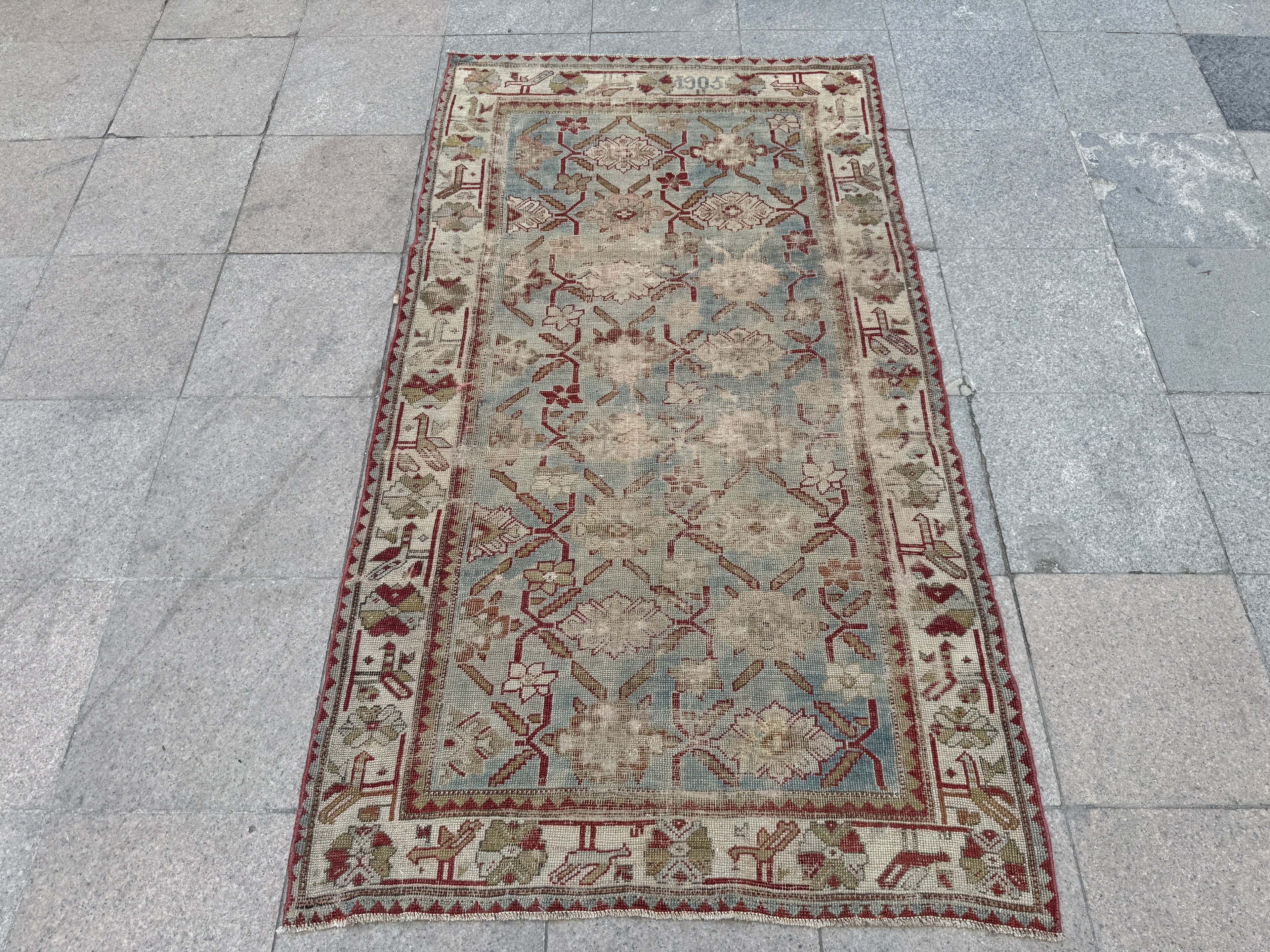 4'3"x7' feet  Vintage Turkish Anatolian Rug,Beige Color Rug,202 (Kopya)