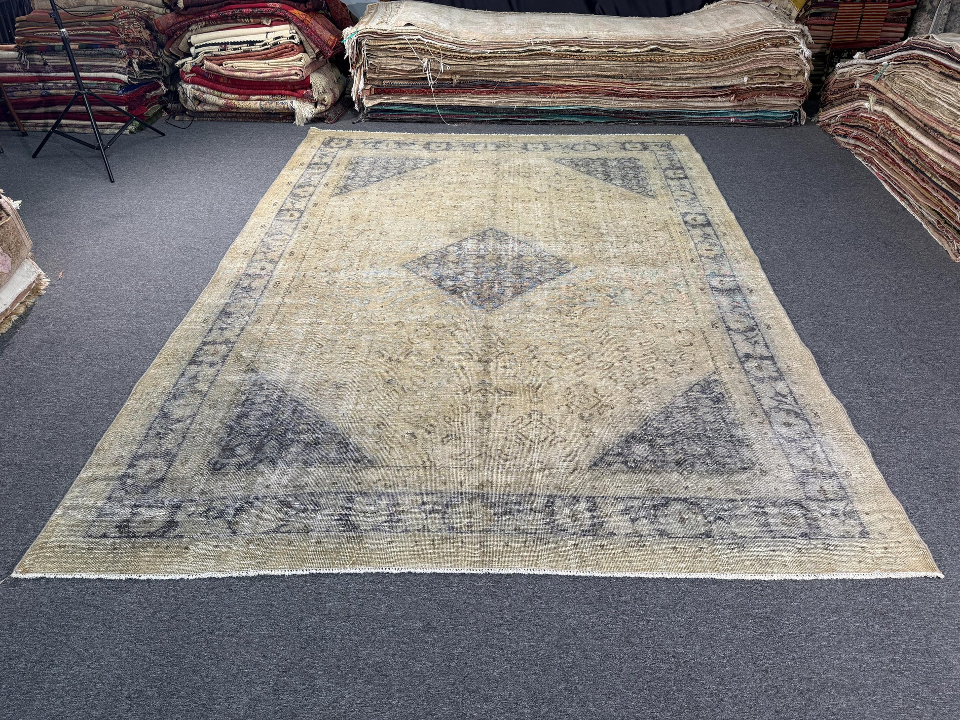 9'4"x12'9" feet Vintage Turkish Anatolian Rug,Beige Color Rug,112