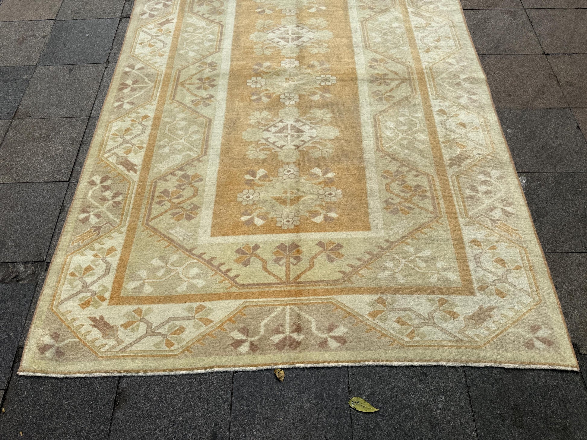 6'7"x9'7" feet Vintage Turkish Anatolian Rug,Orange Color Geometric Rug,363