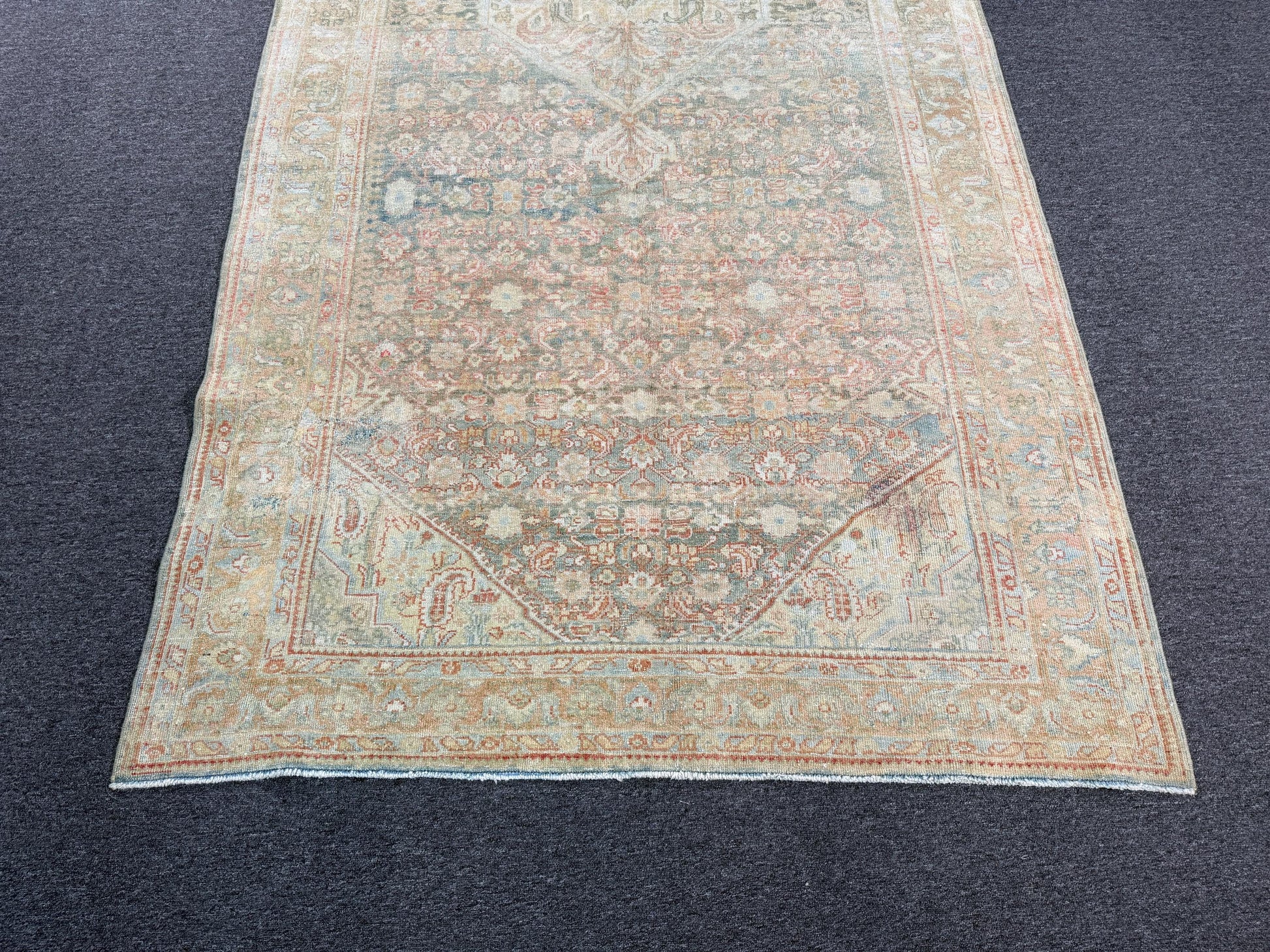 5'2"x12'3" feet Vintage Turkish Anatolian Rug,Blue Color Rug,013