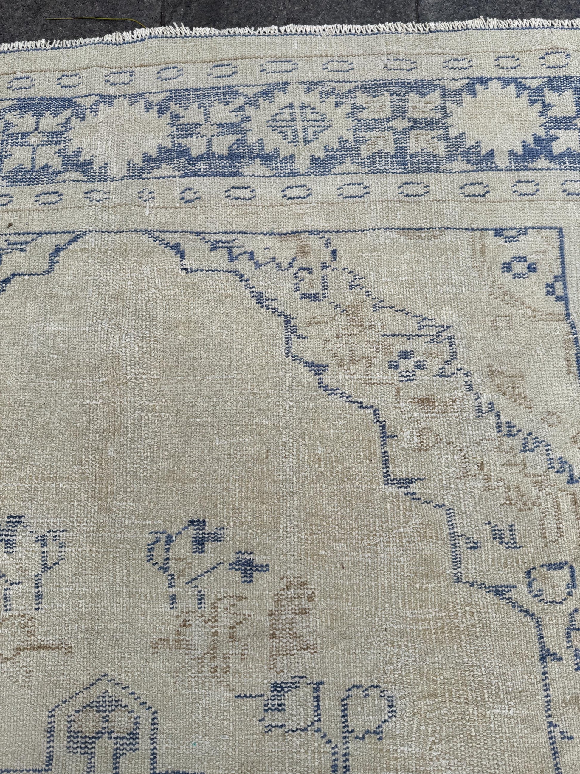 6'9"x10'2" feet Vintage Turkish Anatolian Rug,Blue Floral Rug,52