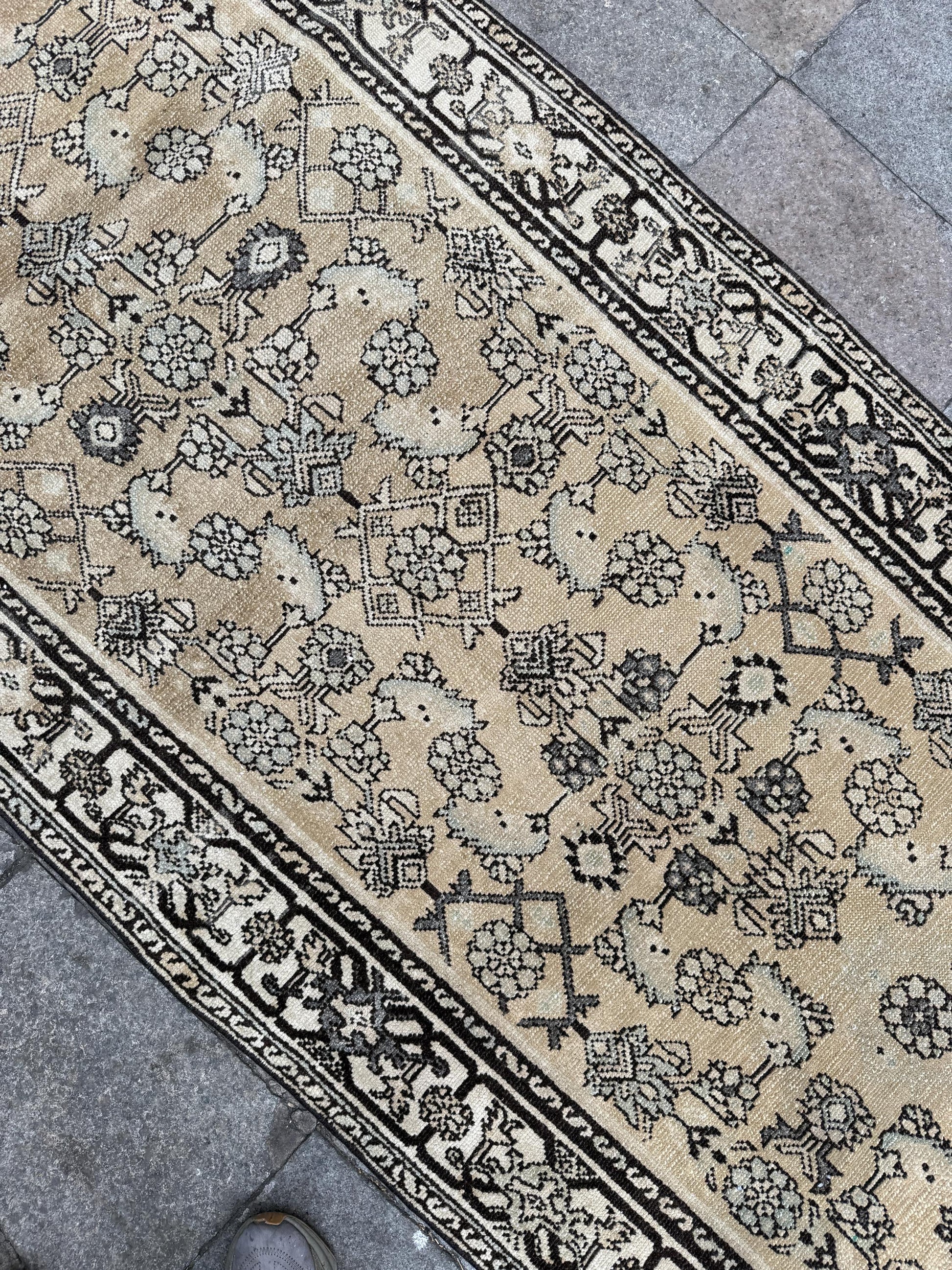 3'5"x16'5" feet Vintage Anatolian Wool Runner Rug,Beige Color Rug ,42