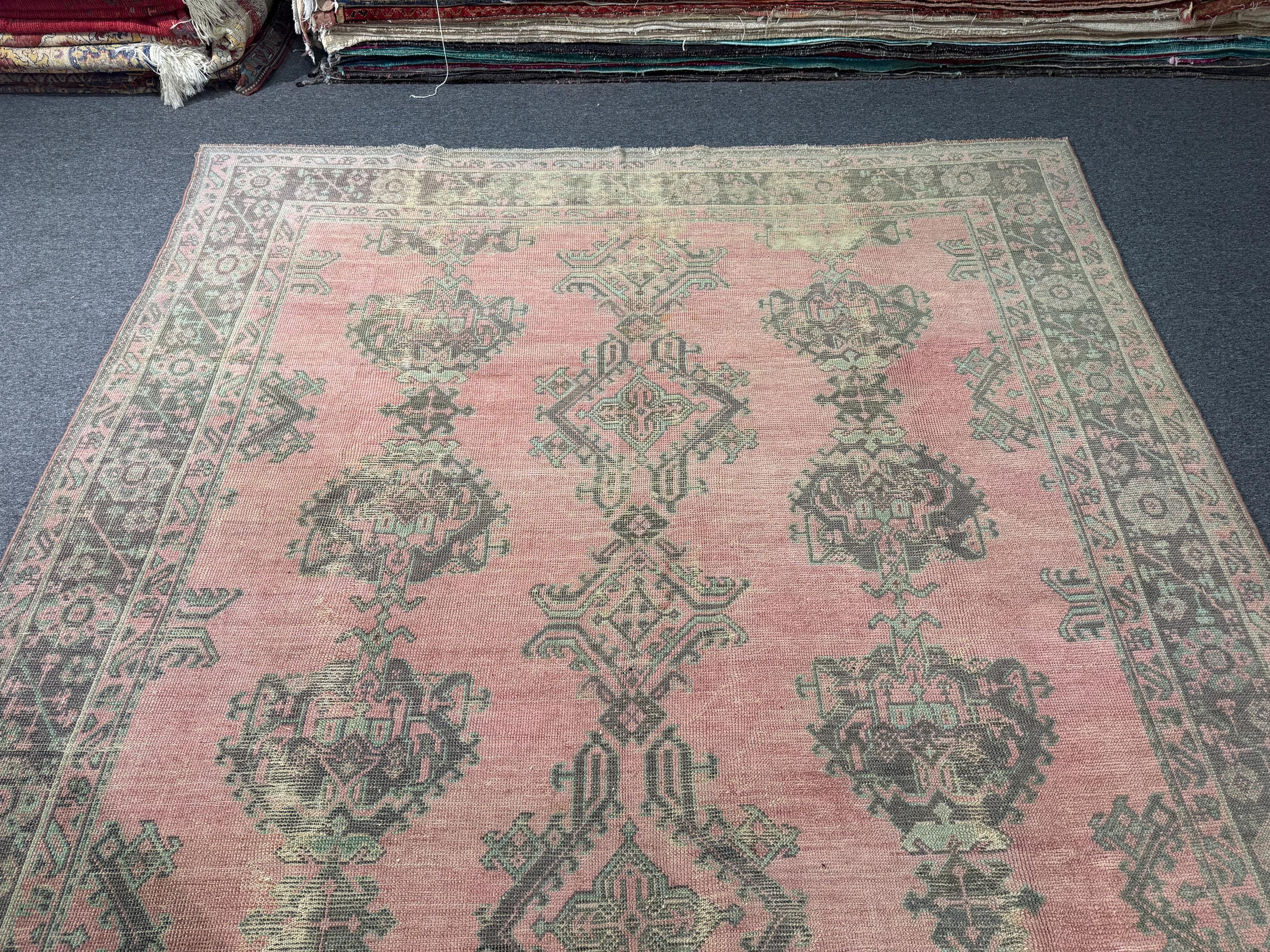9x11'2 feet Vintage Turkish Anatolian Rug,Pink Color Rug,119