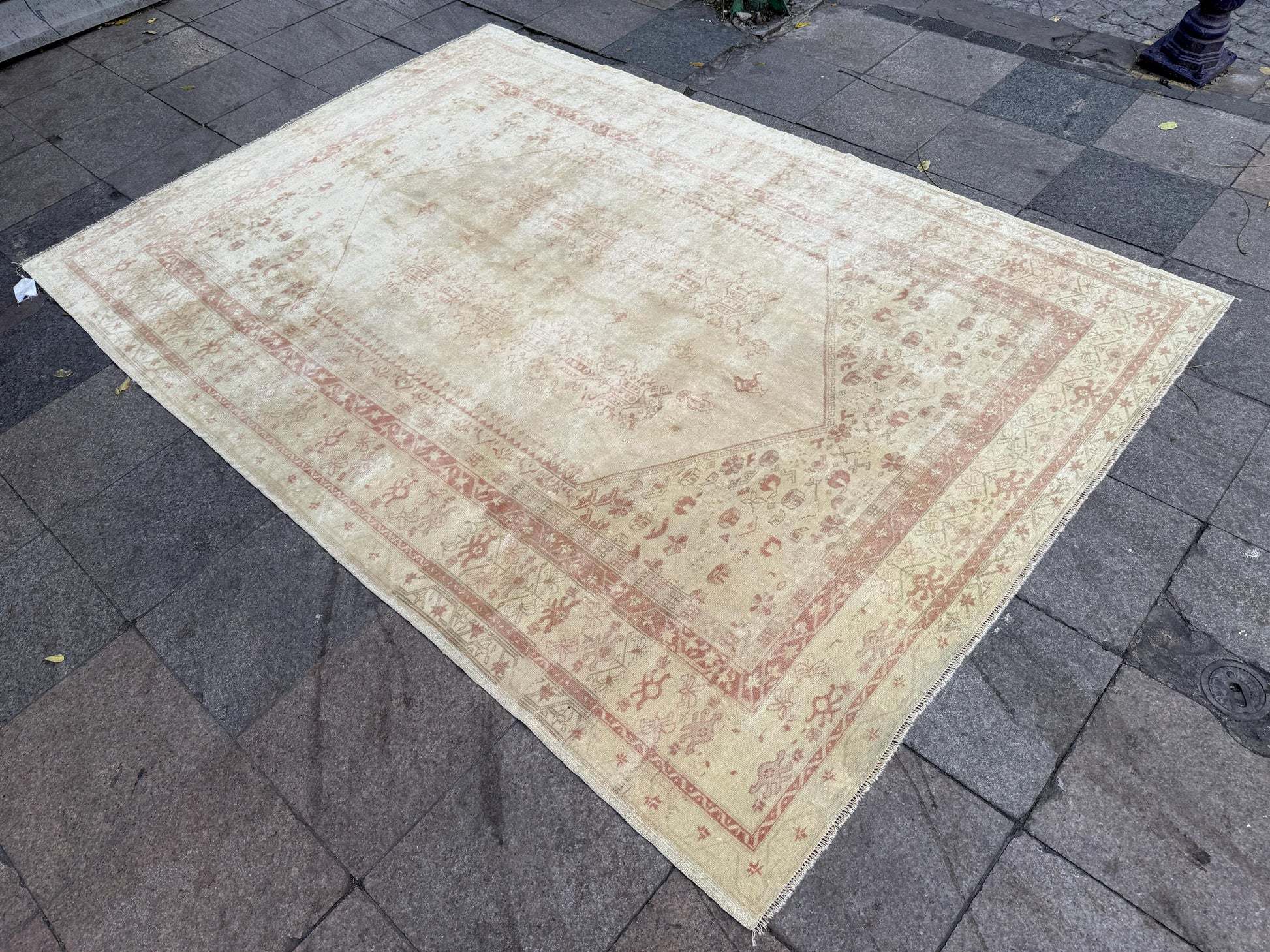 6'6"x9'4" feet Vintage Turkish Anatolian Rug,Beige Color Rug,591