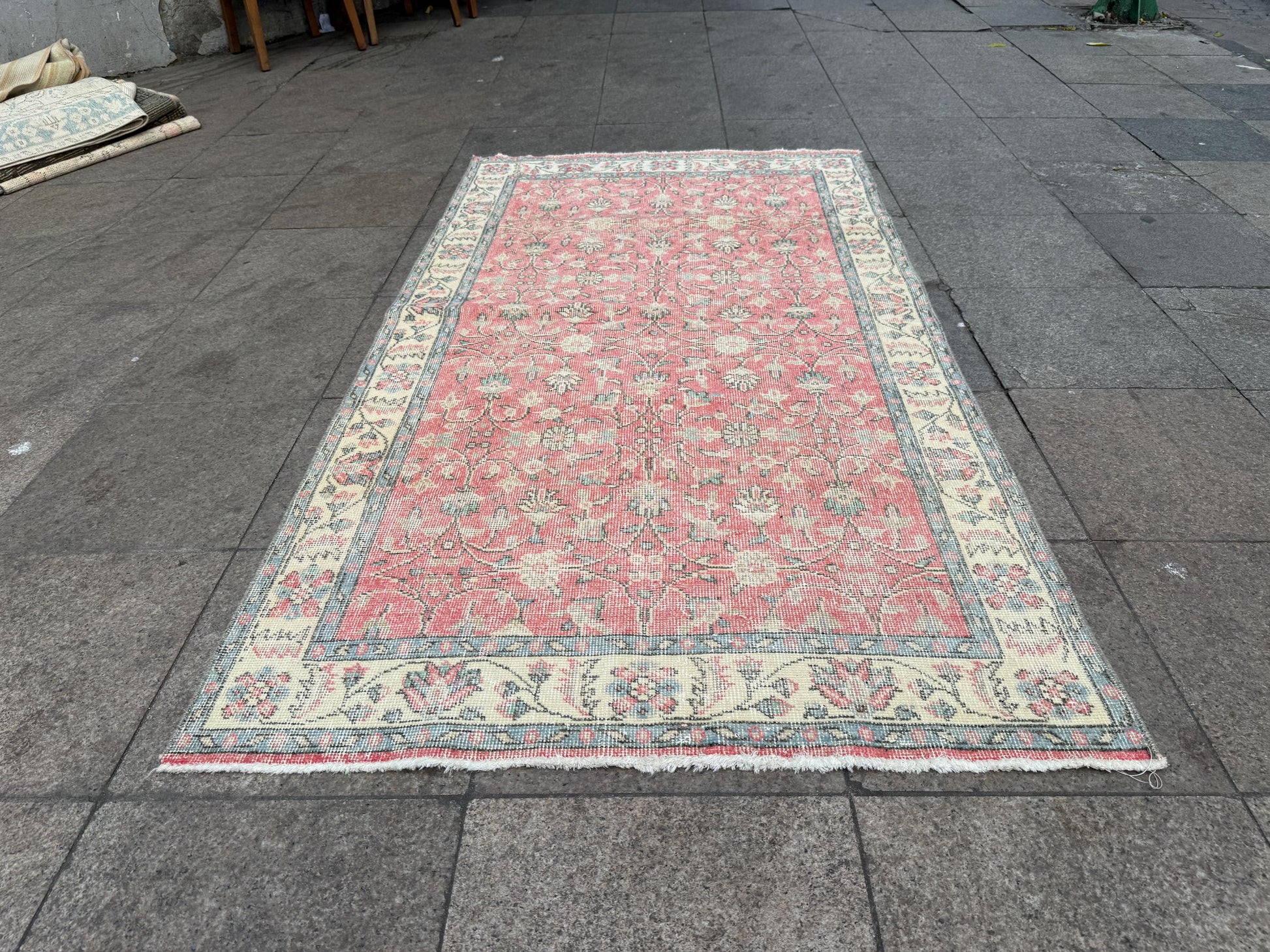 3'8"x6'11" feet Vintage Turkish Anatolian Rug,Brick Color Rug,475