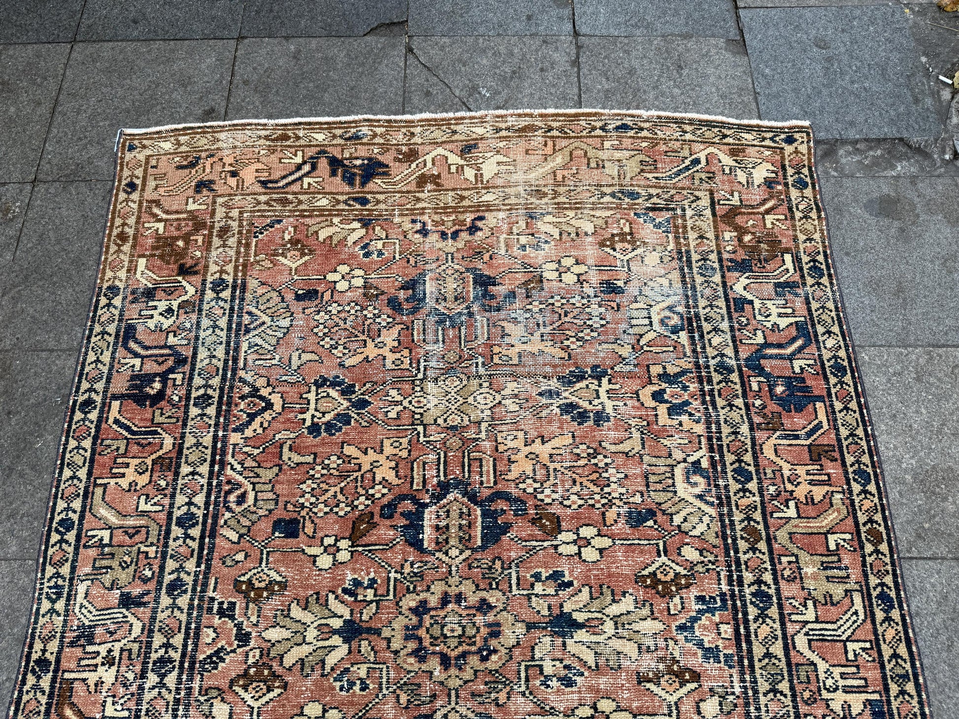 5'1"x9'8" feet Vintage Turkish Anatolian Rug,Brick Color Rug,017