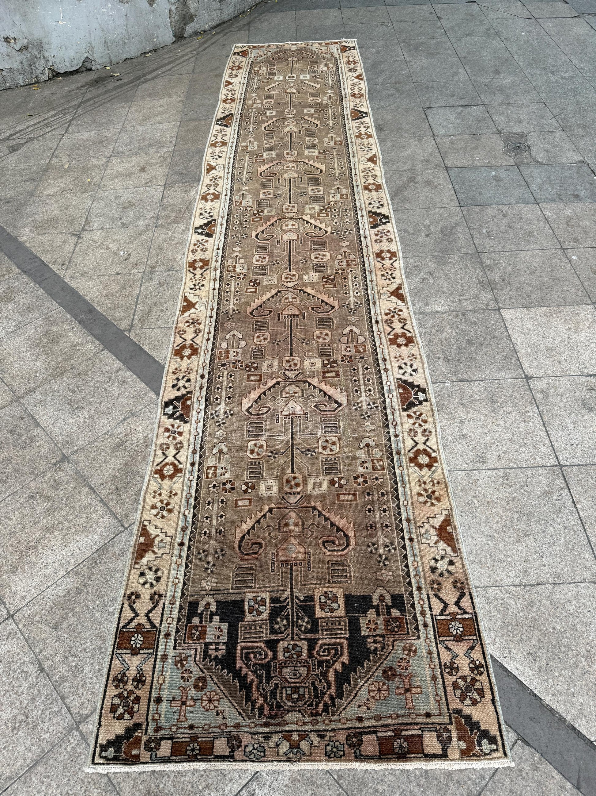 3'6"x16'2" feet Vintage Anatolian Wool Runner Rug,Natural Color Rug ,04