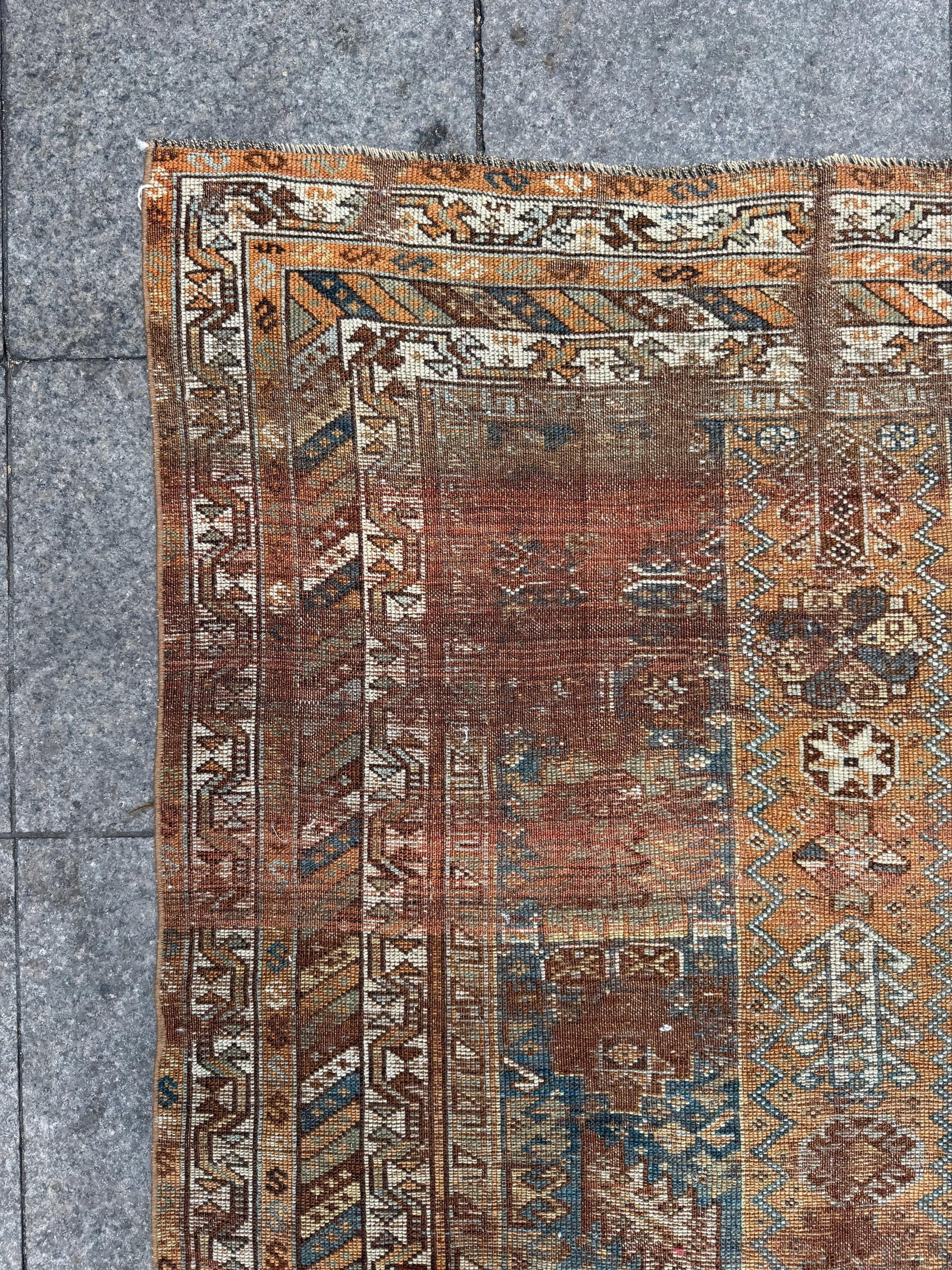 5'1"x9'2" feet Vintage Turkish Anatolian Rug,Brick Color Floral Rug,7026