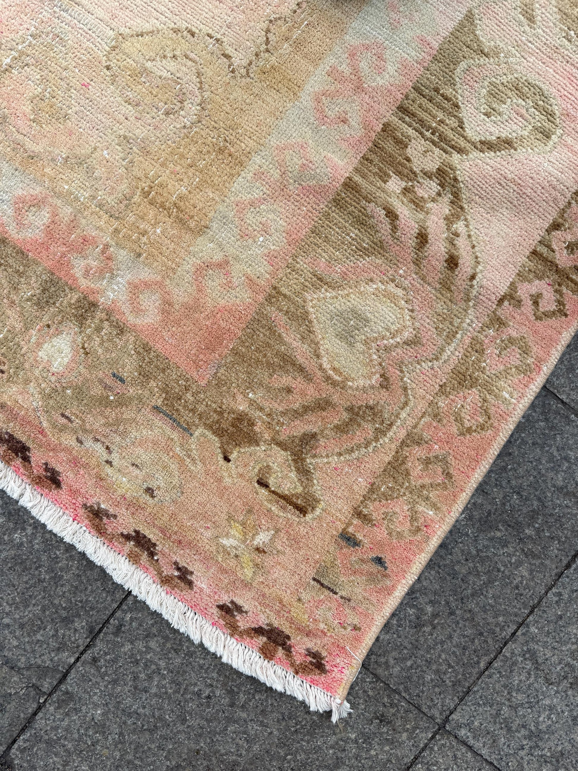 6'5"x10'3" feet Vintage Turkish Anatolian Rug,Orange Color Geometric Rug,92