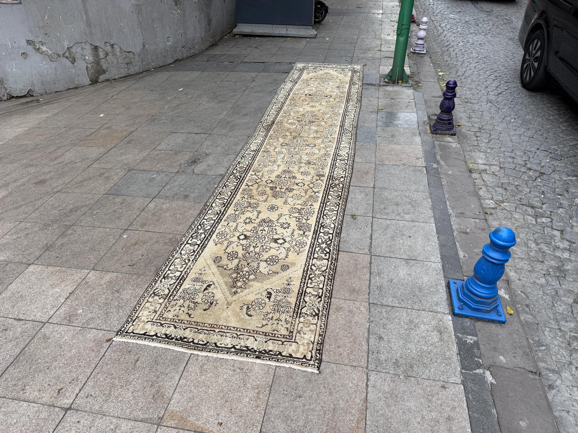 3'5"x16'5" feet Vintage Anatolian Wool Runner Rug,Beige Color Rug ,42