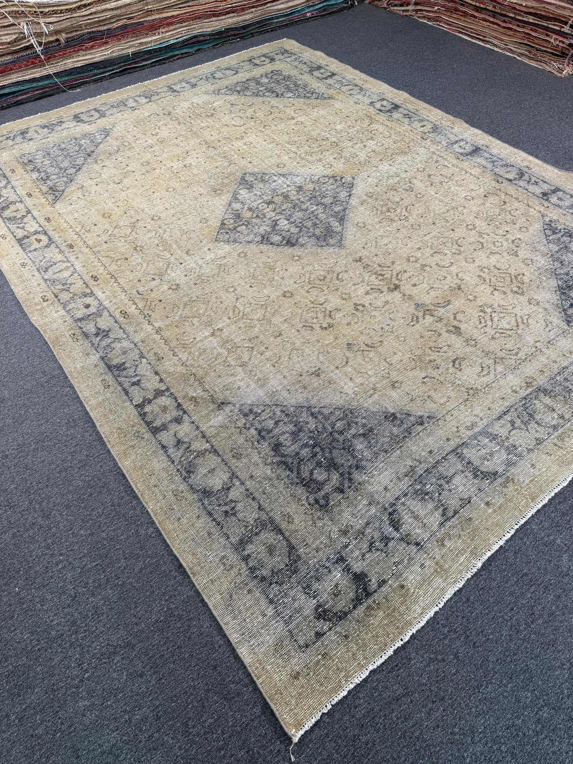 9'4"x12'9" feet Vintage Turkish Anatolian Rug,Beige Color Rug,112