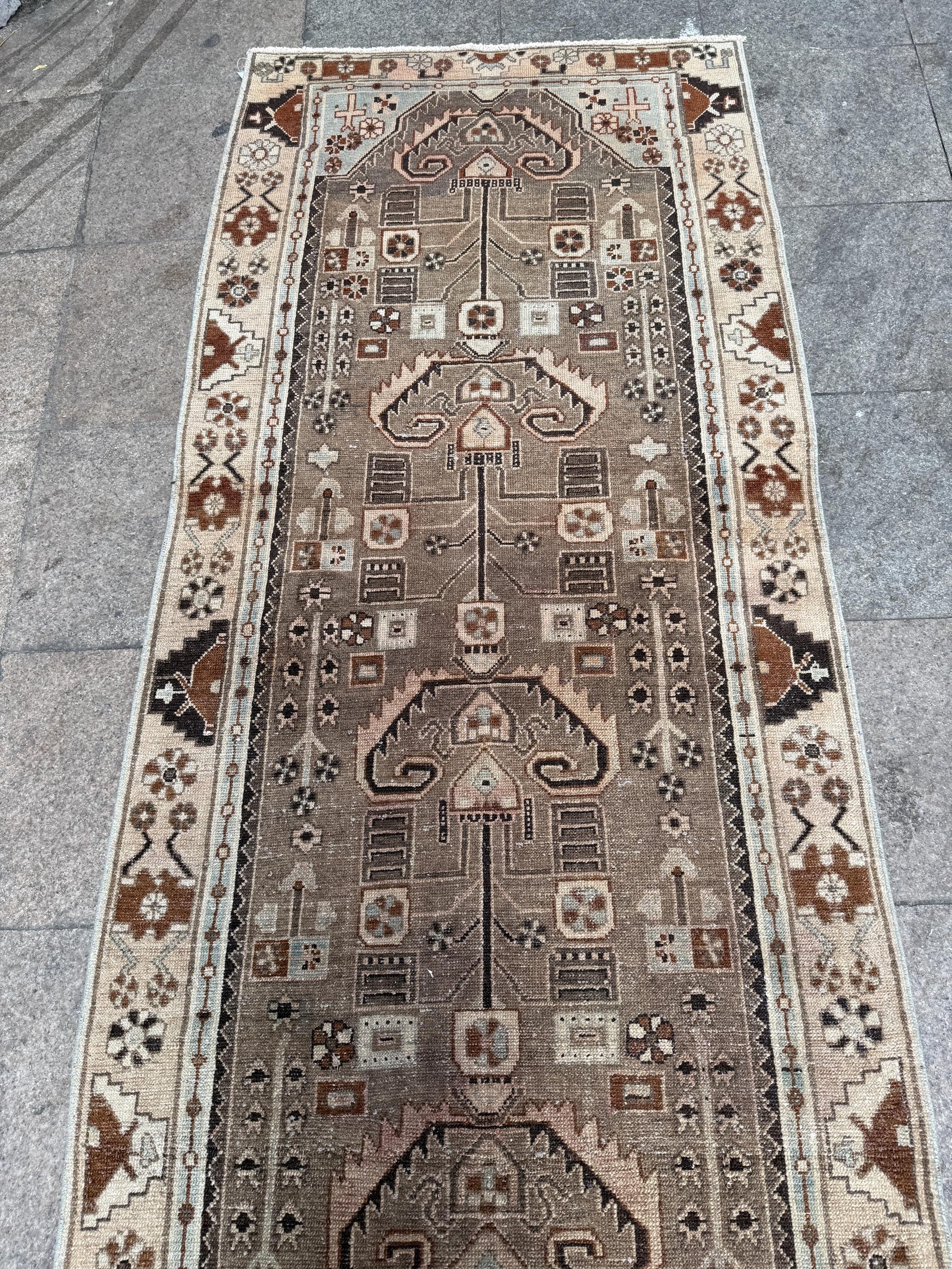 3'6"x16'2" feet Vintage Anatolian Wool Runner Rug,Natural Color Rug ,04