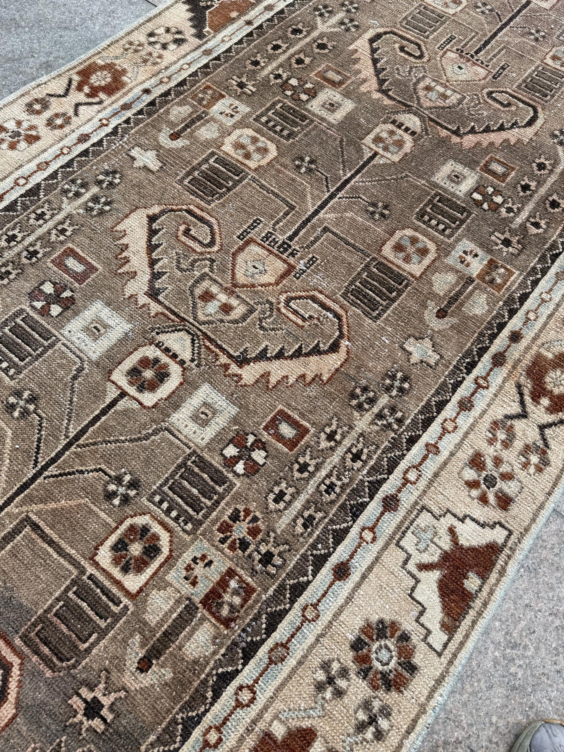 3'6"x16'2" feet Vintage Anatolian Wool Runner Rug,Natural Color Rug ,04
