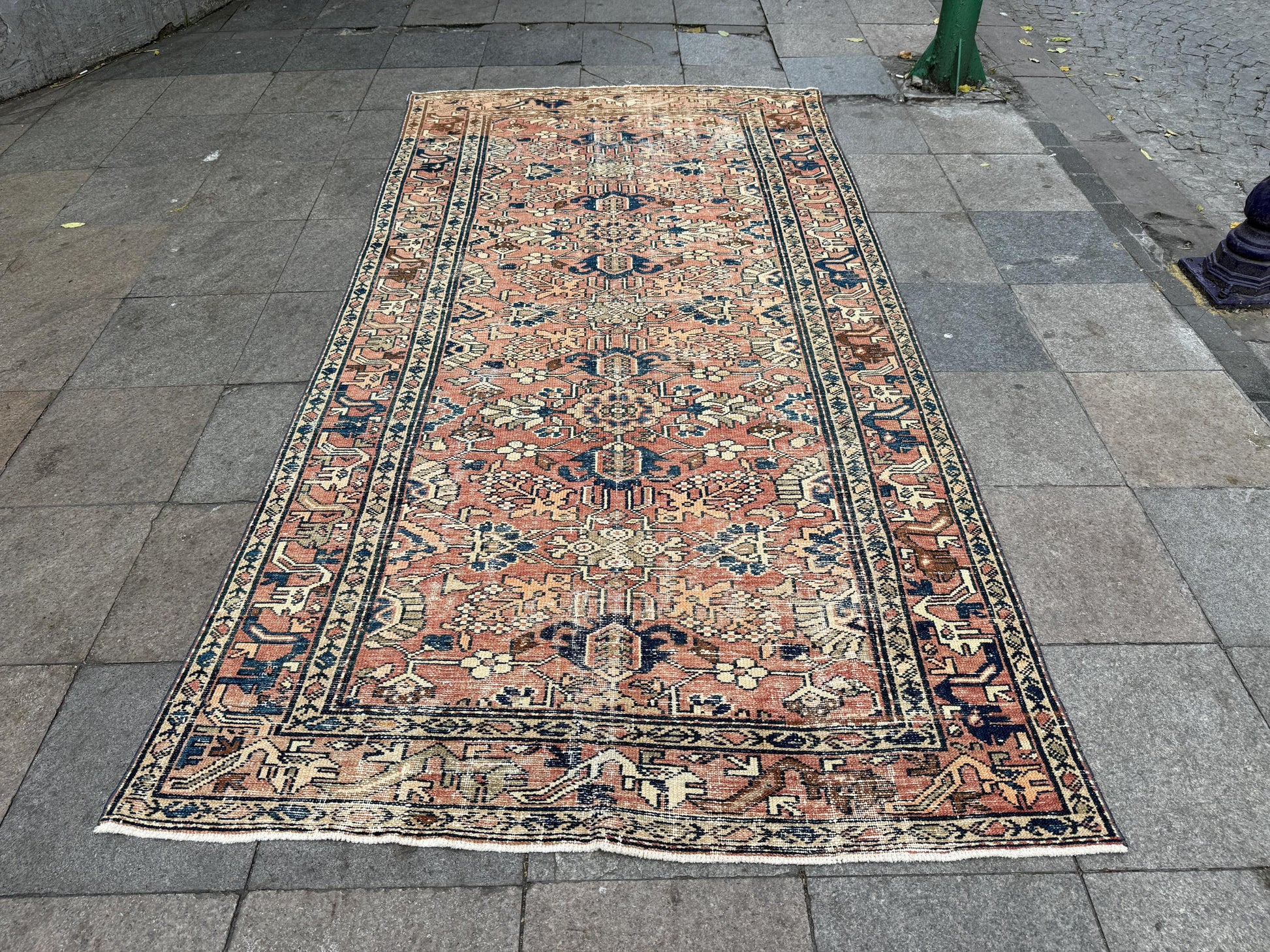 5'1"x9'8" feet Vintage Turkish Anatolian Rug,Brick Color Rug,017