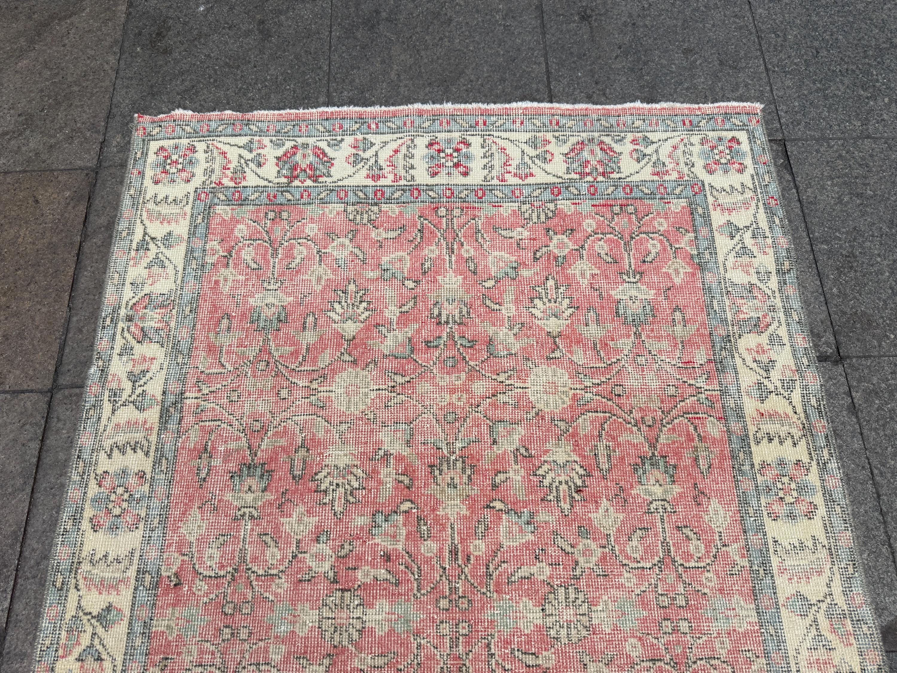 3'8"x6'11" feet Vintage Turkish Anatolian Rug,Brick Color Rug,475