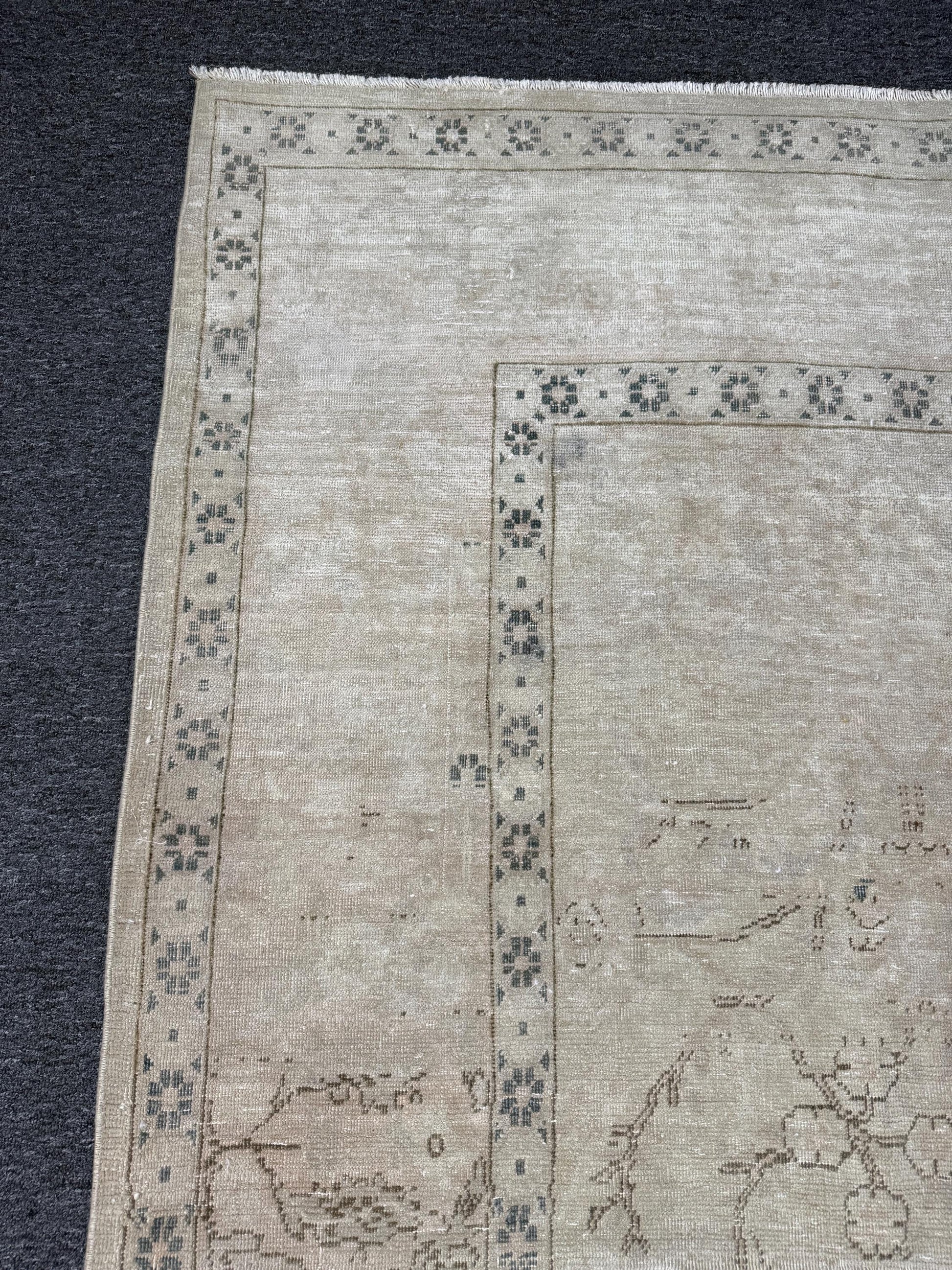 8'x12'3" feet Vintage Turkish Anatolian Rug,Beige Color Rug,23