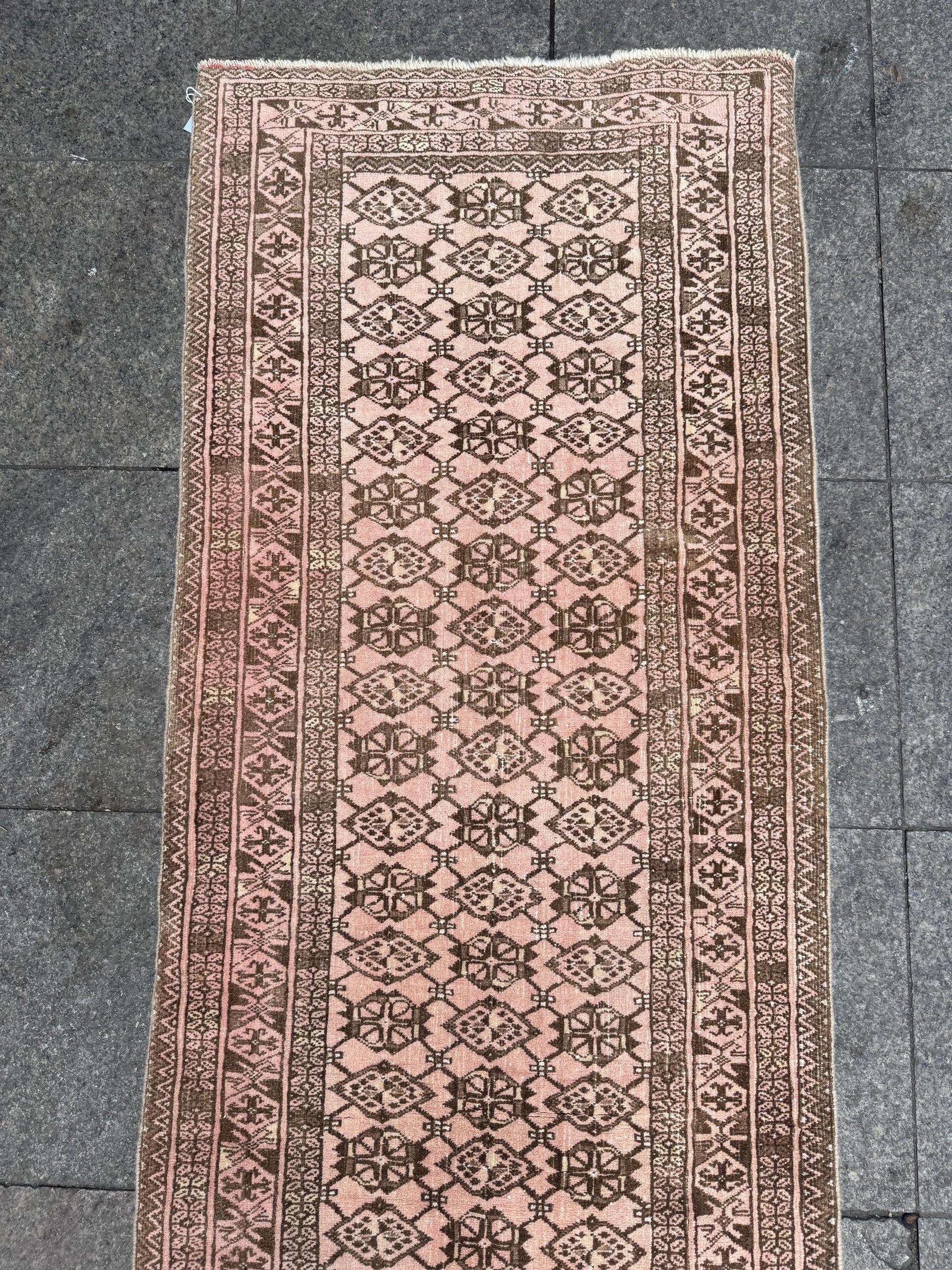 2'6"x9' feet Vintage Anatolian Wool Runner Rug,Floral Decoritive Beige Runner ,135