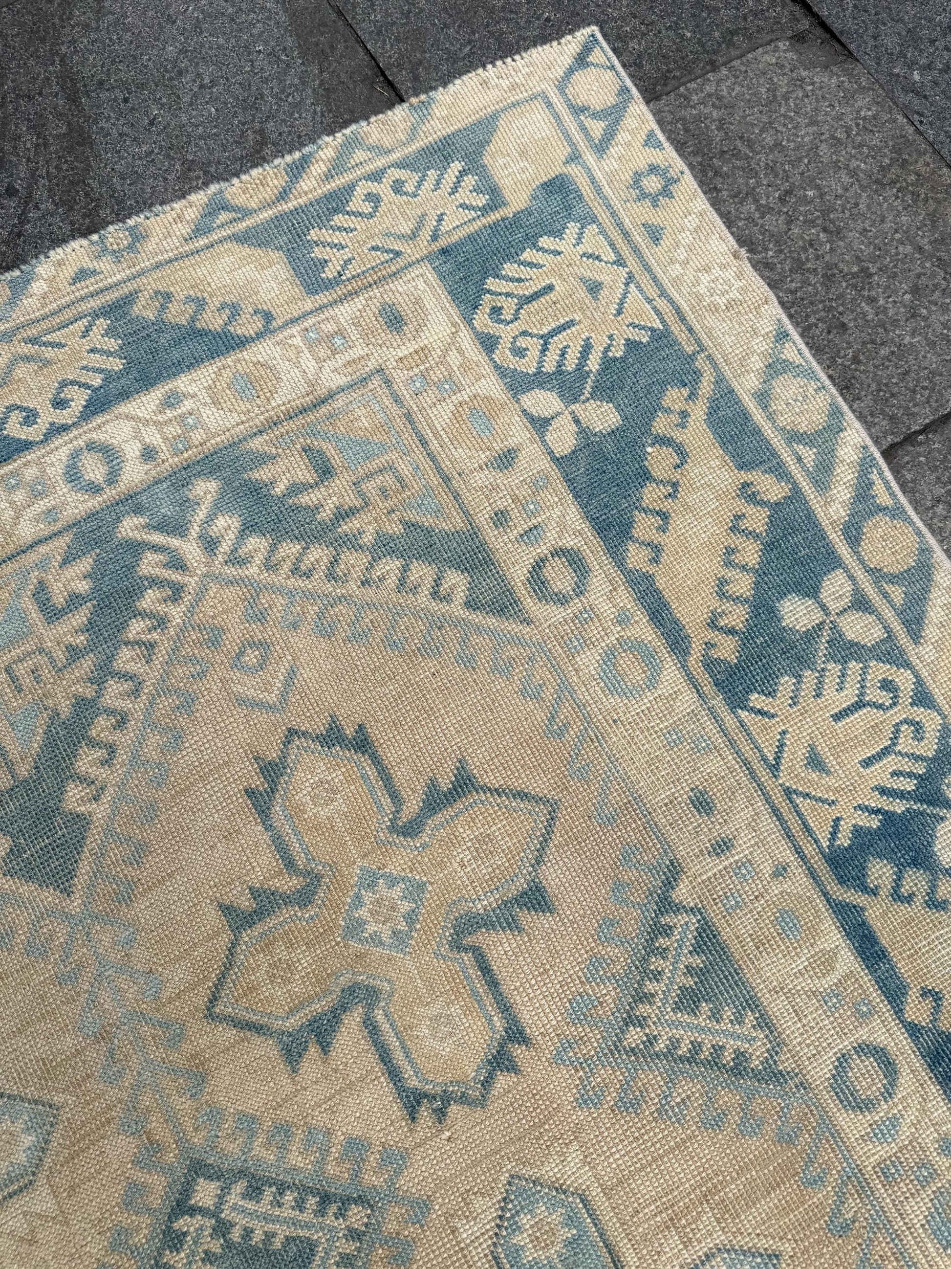 6'3"x9'6" feet Vintage Turkish Anatolian Rug,Beige Color Floral Rug,383