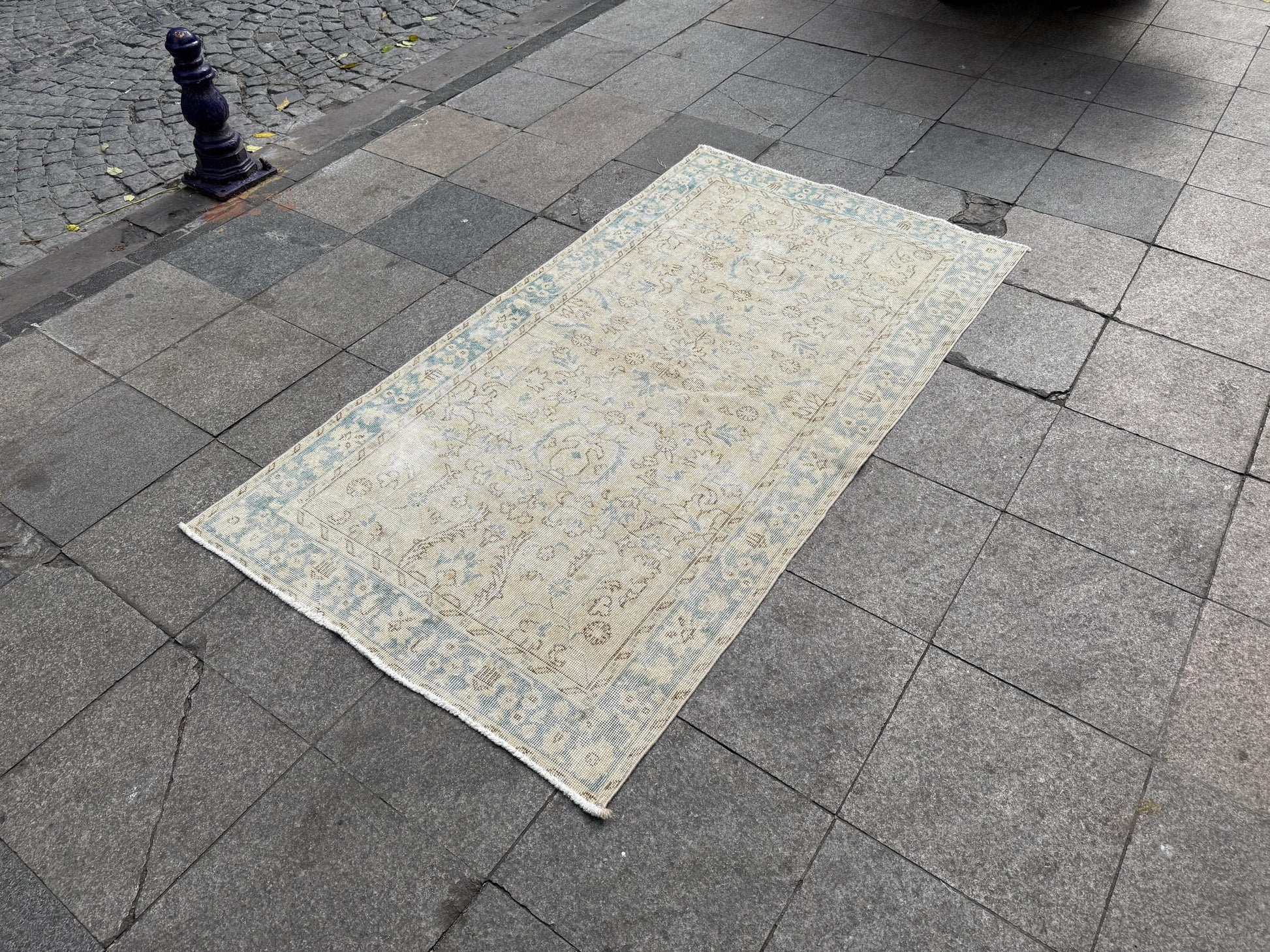 3'8"x6'8" feet Vintage Turkish Anatolian Rug,beige Floral Rug,344