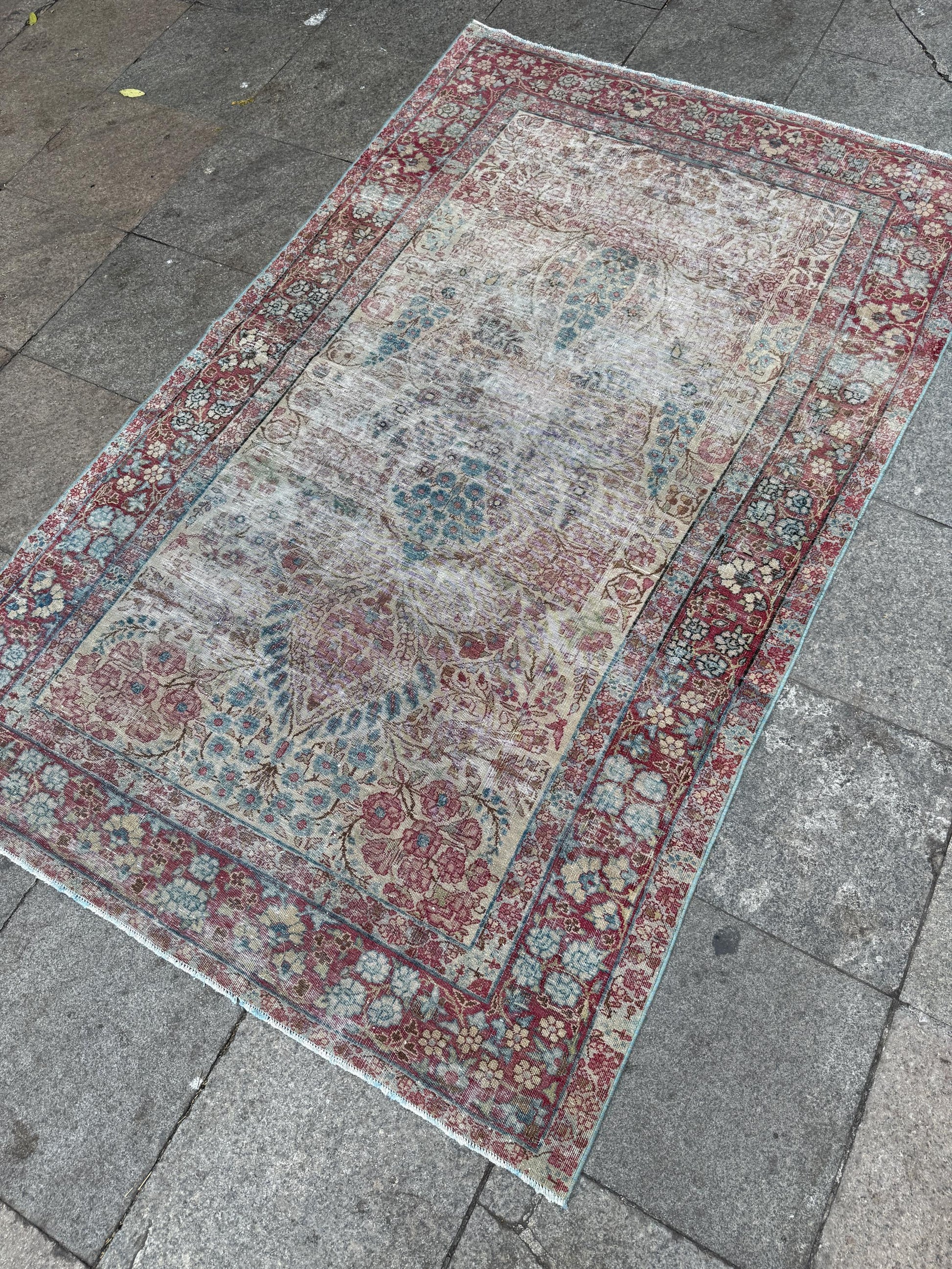 4'7"x7'2" feet Vintage Turkish Anatolian Rug,Beige Color Rug,014