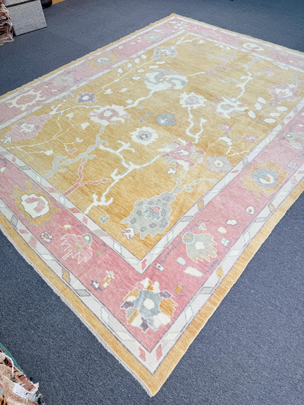 9'5"x12' feet Turkish Oushak Rug,Yellow Color Rug,069